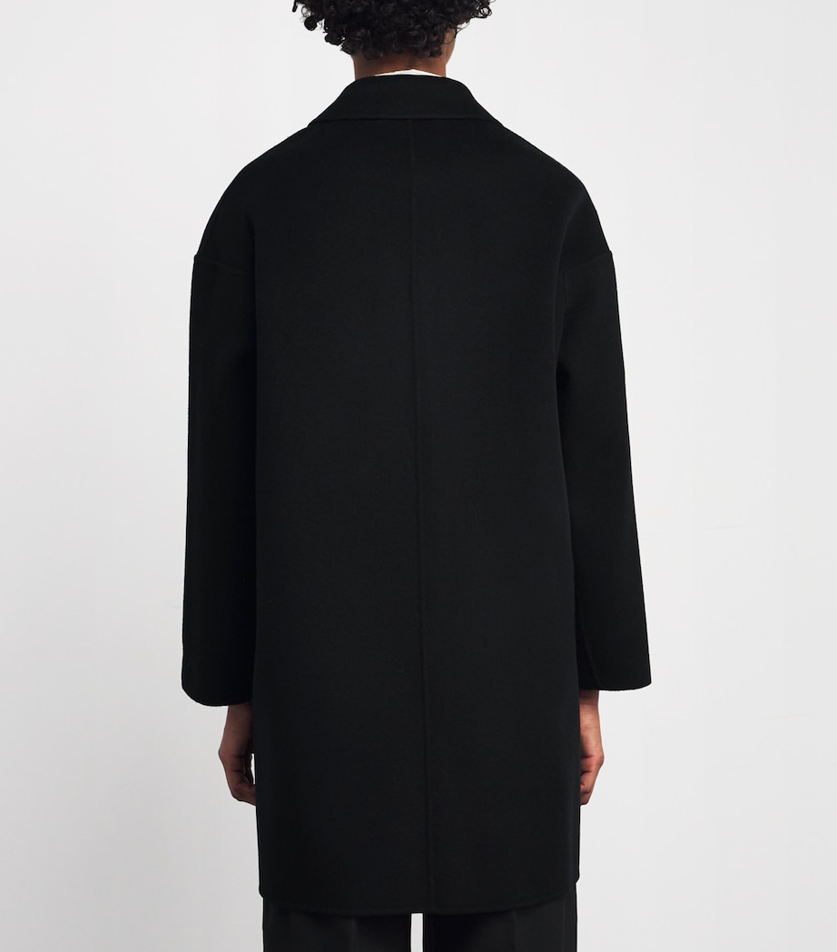 Virgin Wool Double-Breasted Coat BLACK Image 4