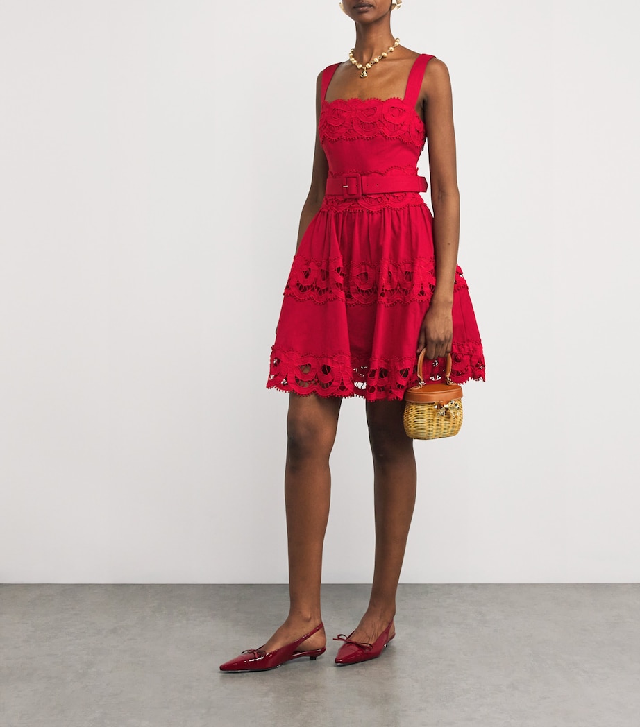 Self-Portrait Red Lace-Insert Belted Mini Dress | Harrods US Self-Portrait Red Lace-Insert Belted Mini Dress | Harrods US