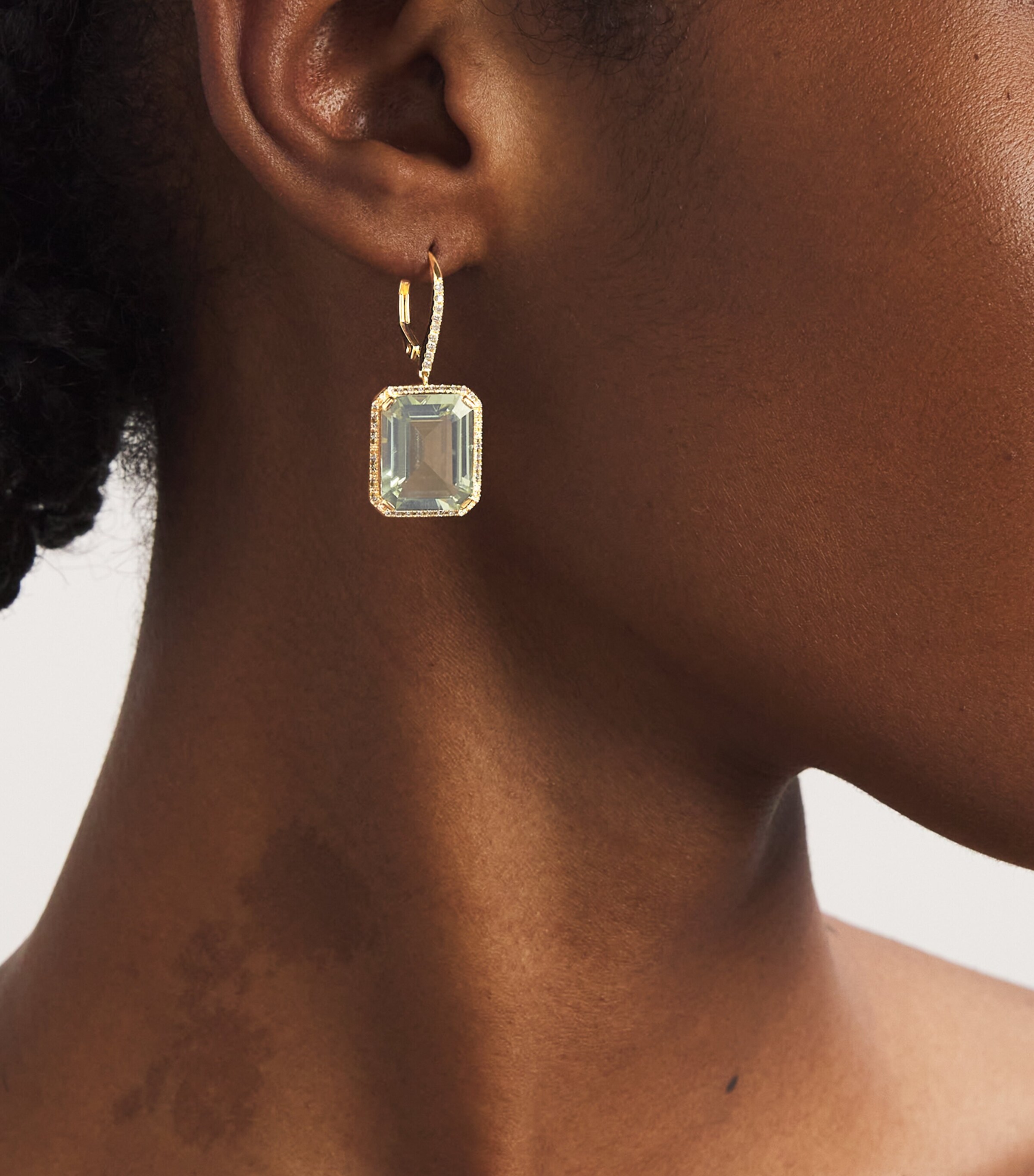 SHAY Yellow Gold, Diamond and Amethyst Portrait Drop Earrings Yellow Gold Image 5