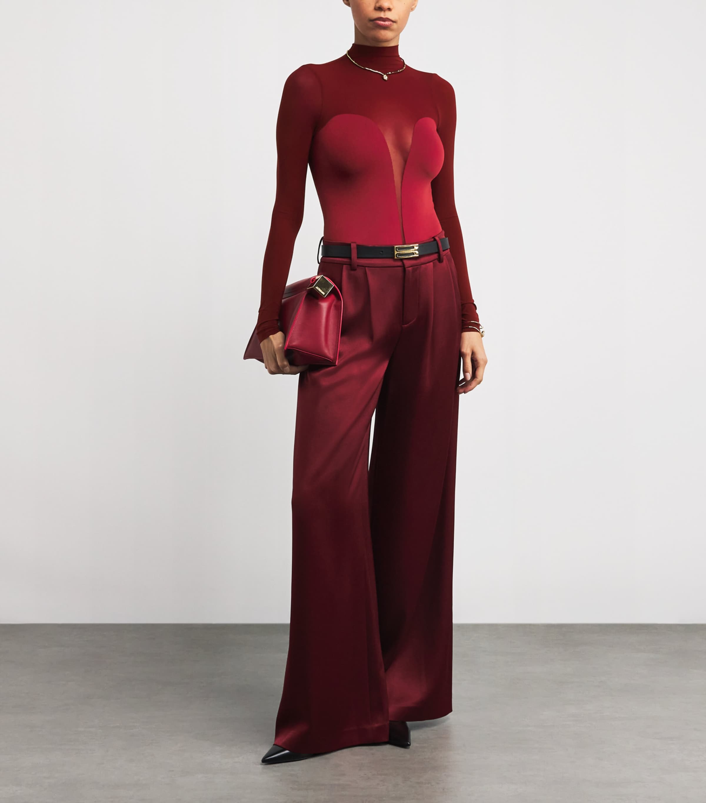 High-Neck Bustier Bodysuit 3244 CRIMSON Image 4