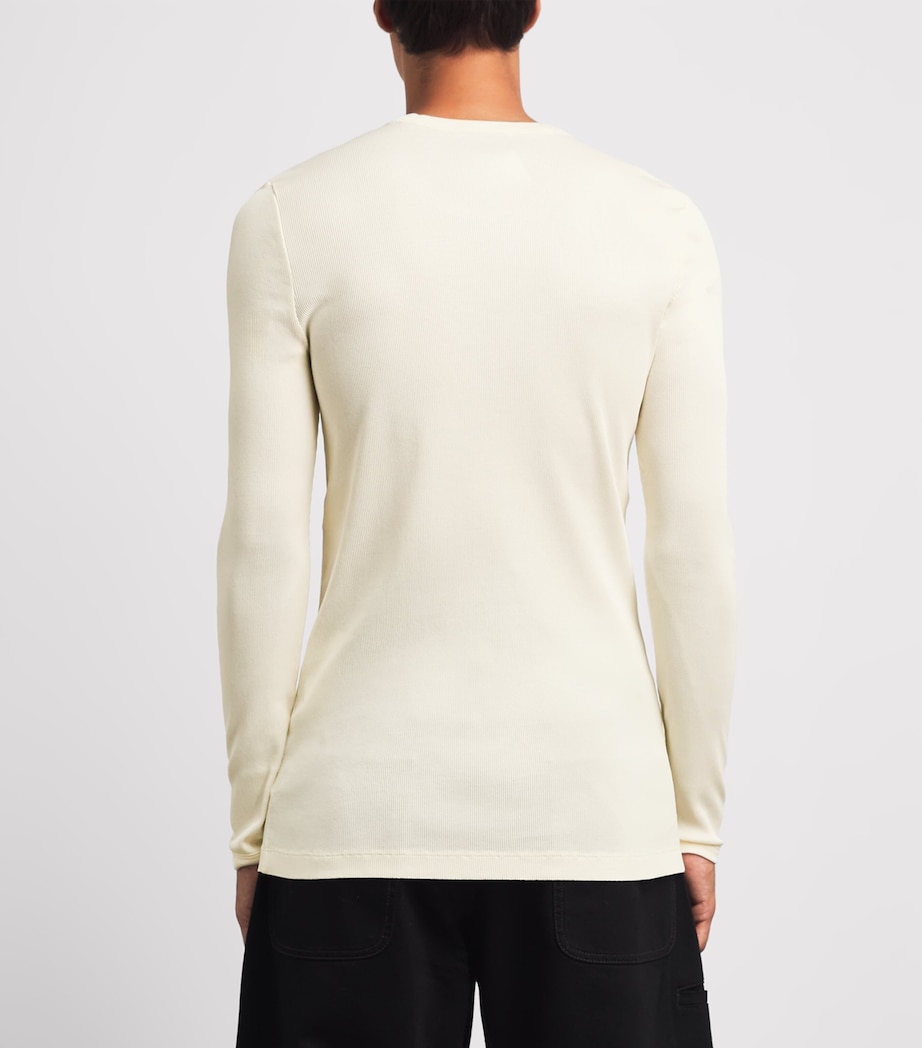 Lemaire Mens Ribbed Cotton Long-Sleeve T-Shirt Light Cream Image 5