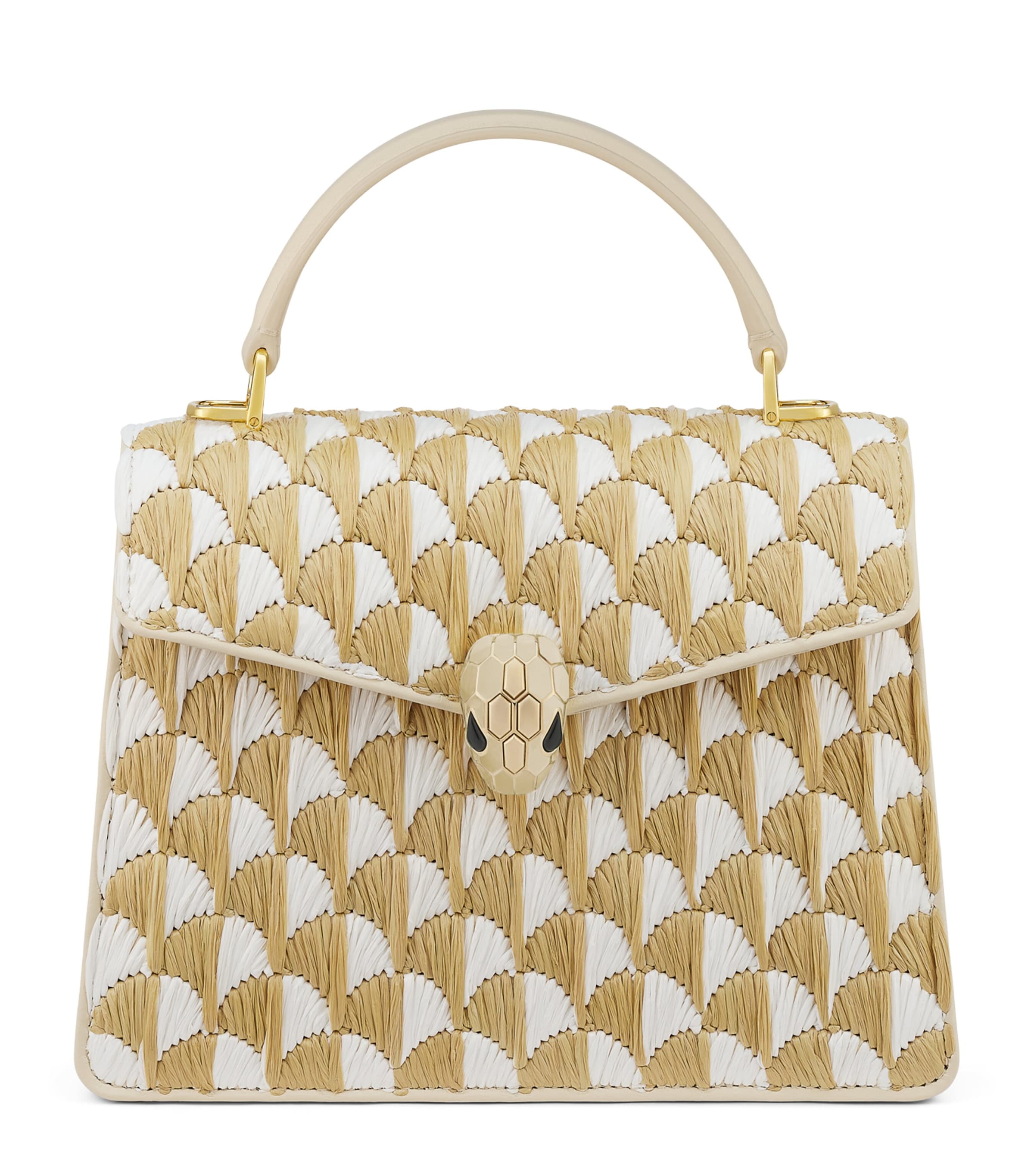 Bvlgari Medium Raffia Serpenti Forever Top-Handle Bag Beige Medium Image 1