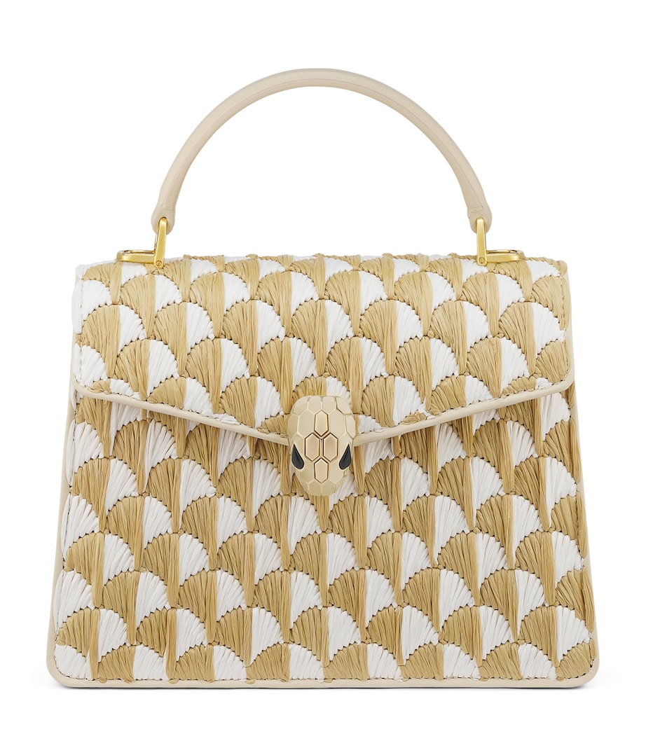Bvlgari Medium Raffia Serpenti Forever Top-Handle Bag Beige Medium Image 1