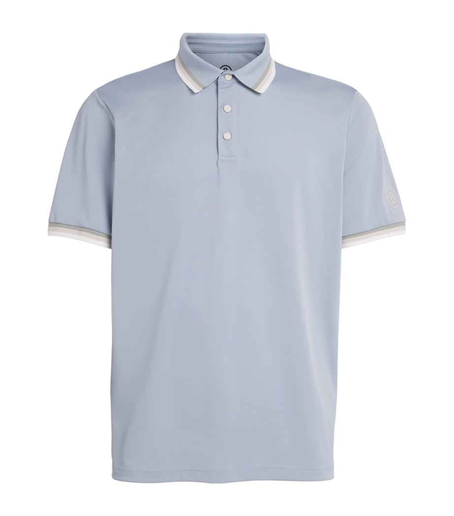 Bogner Mens Stripe-Trim Arik Polo Shirt Fog Image 1