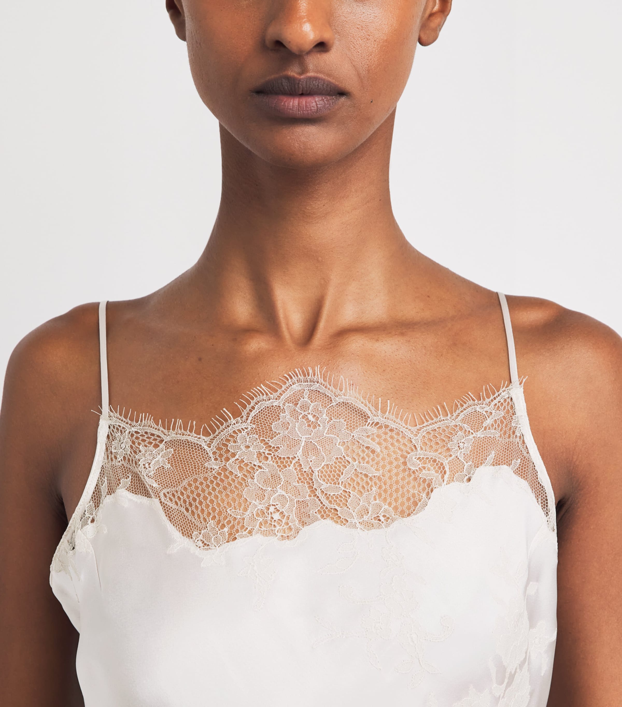 Carine Gilson Womens Silk-Lace Louise Slip Dress Nacre / Nacre Image 5