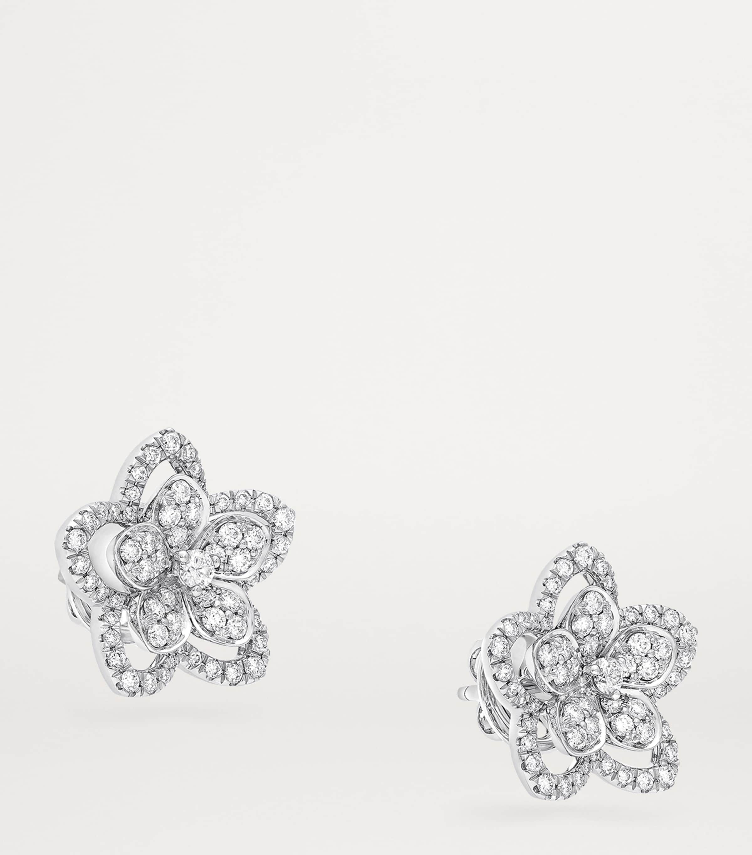 White Gold and Diamond Wild Flower Earrings WHITE GOLD Image 2