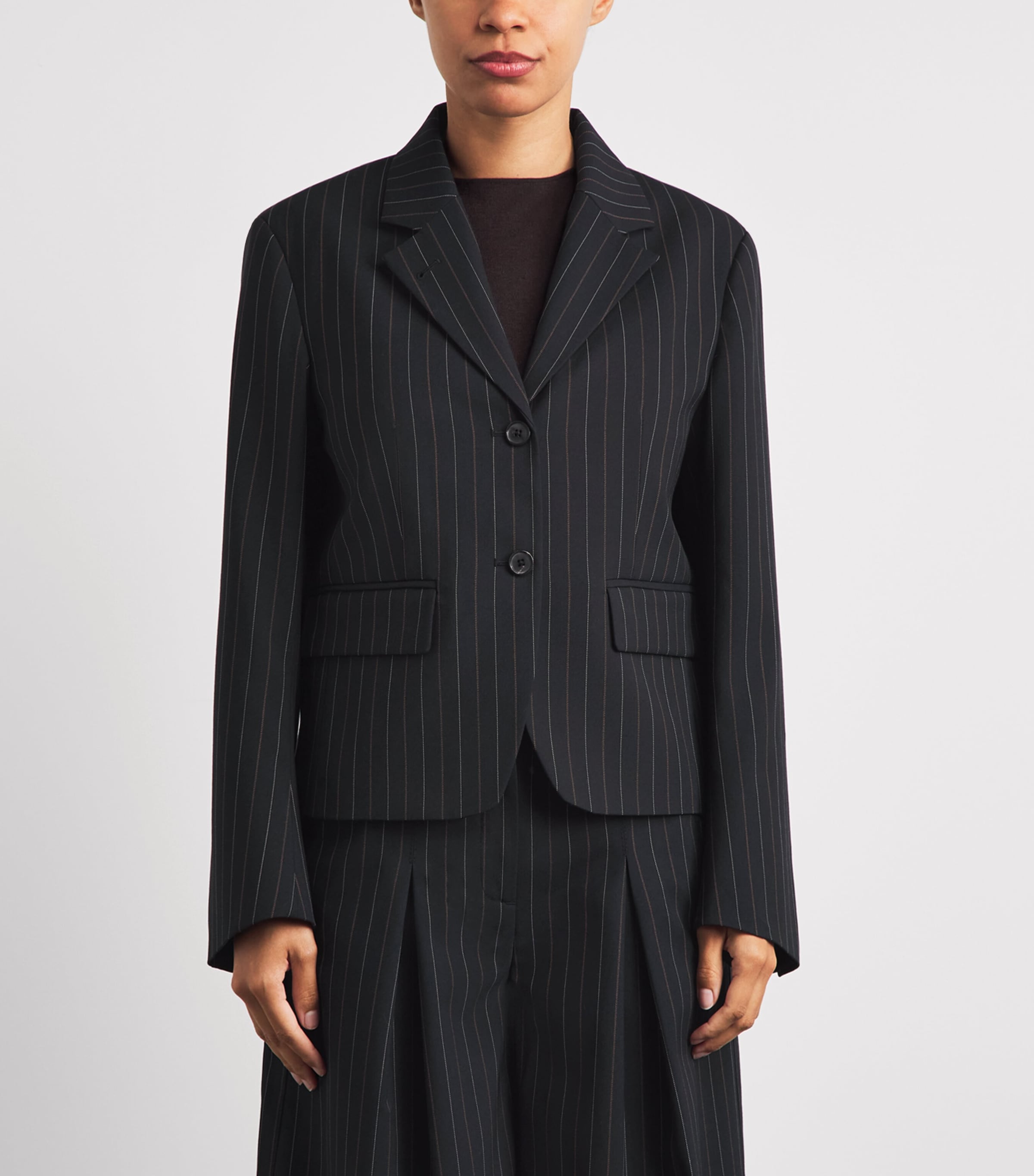 ME+EM Womens Pinstripe Blazer Black Image 4