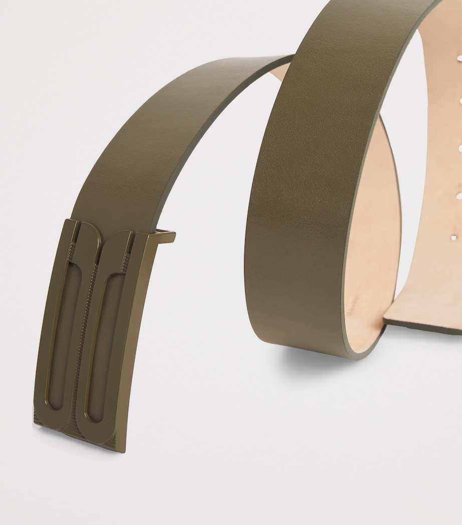 Jumbo Leather Frame Belt KHAKI Image 5