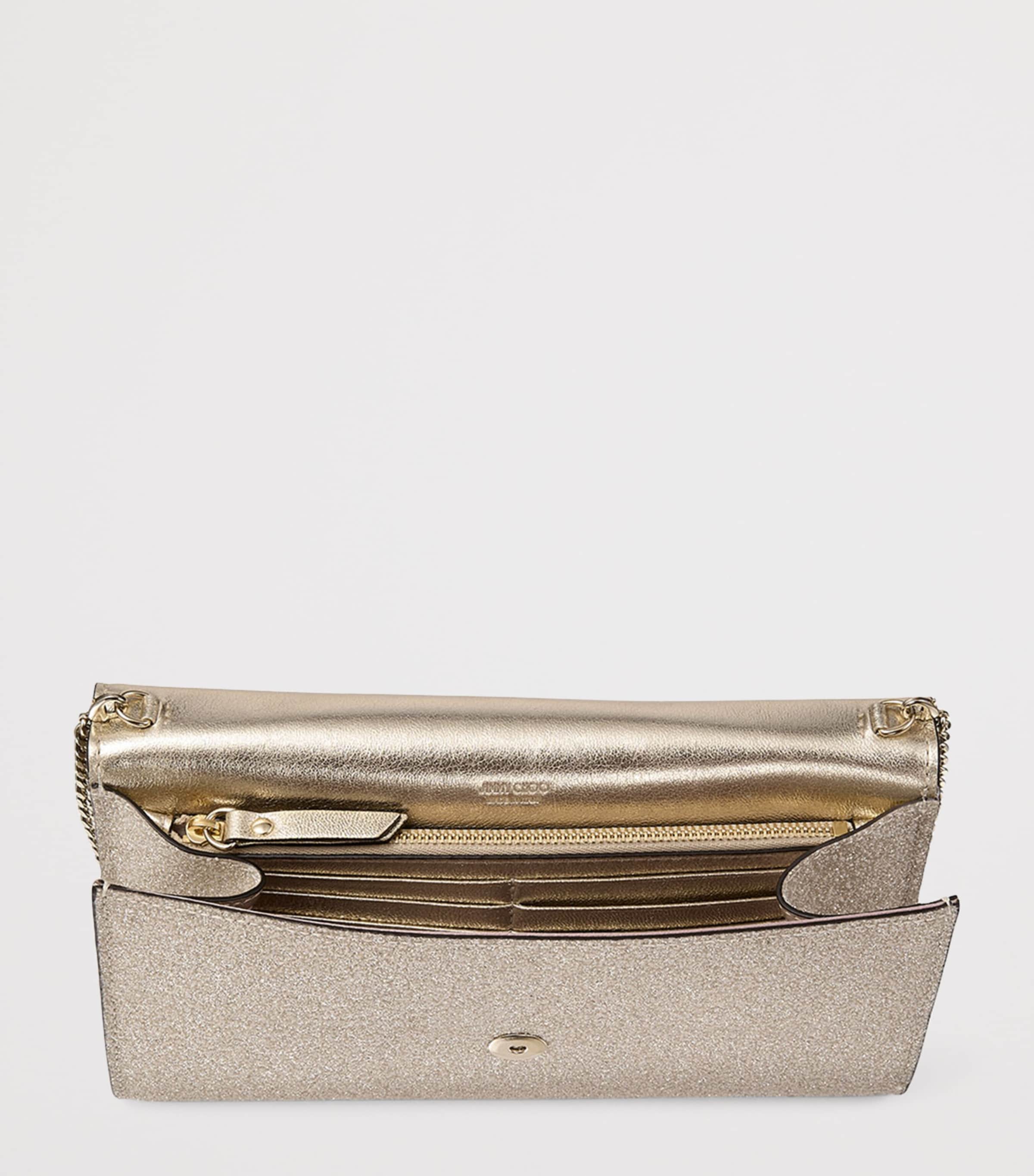 Jimmy Choo Glitter Emmie Clutch Bag Light Soft Gold/ligh Image 5