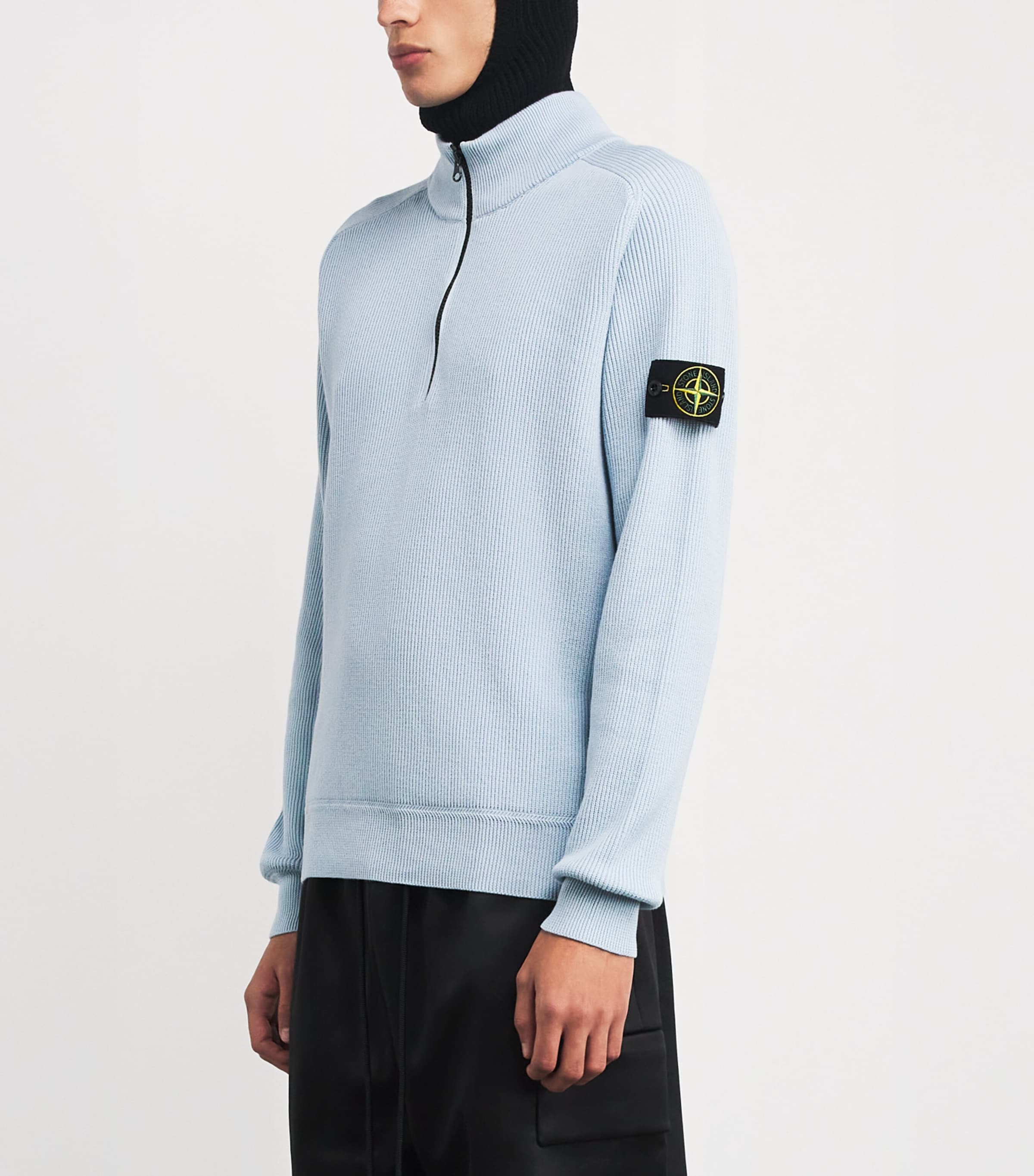 Cotton Half-Zip Rib-Knit Sweatshirt V0041 Image 3