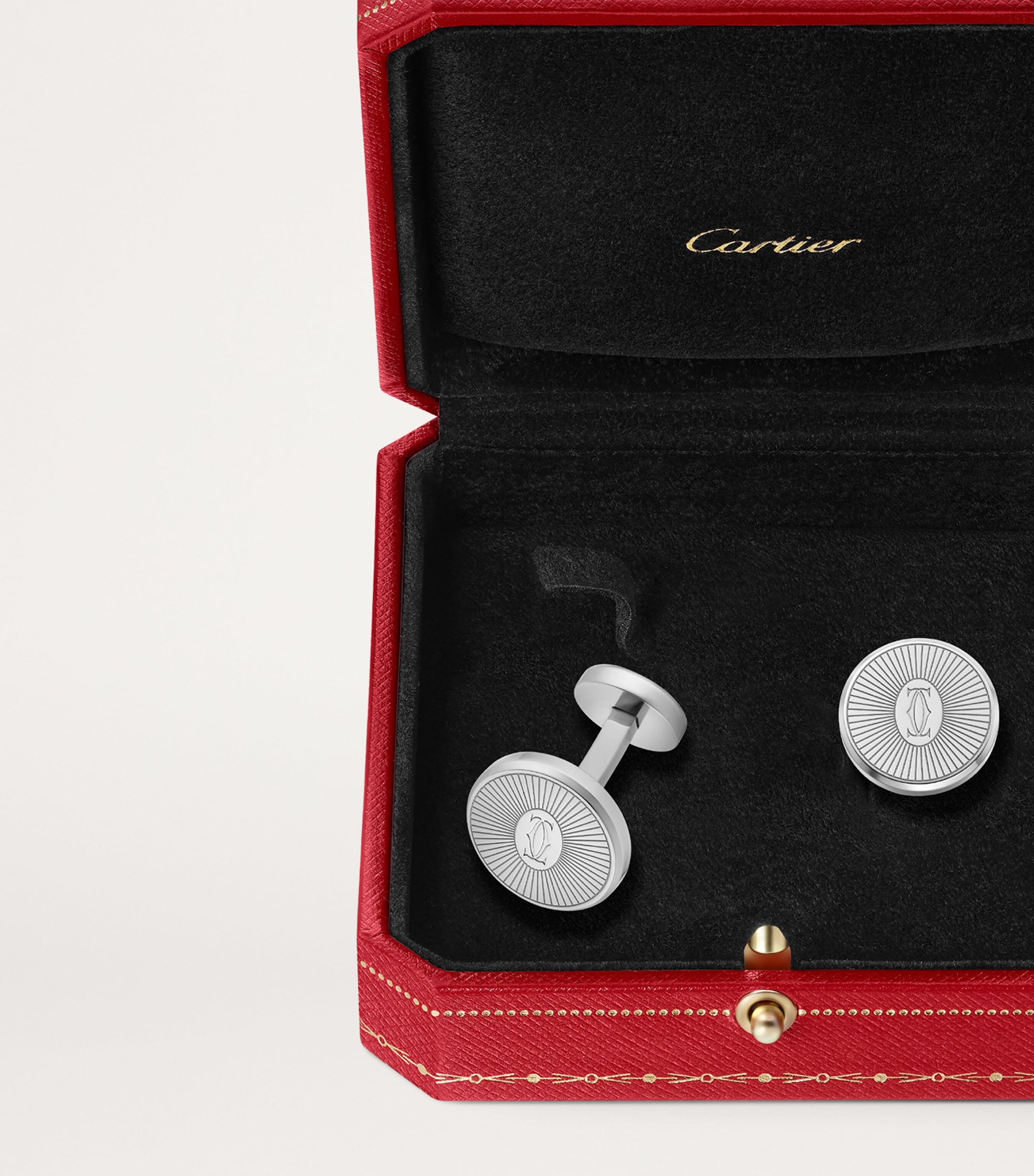 Cartier Mens Sterling Silver Double C de Cartier Cufflinks Silver Image 3