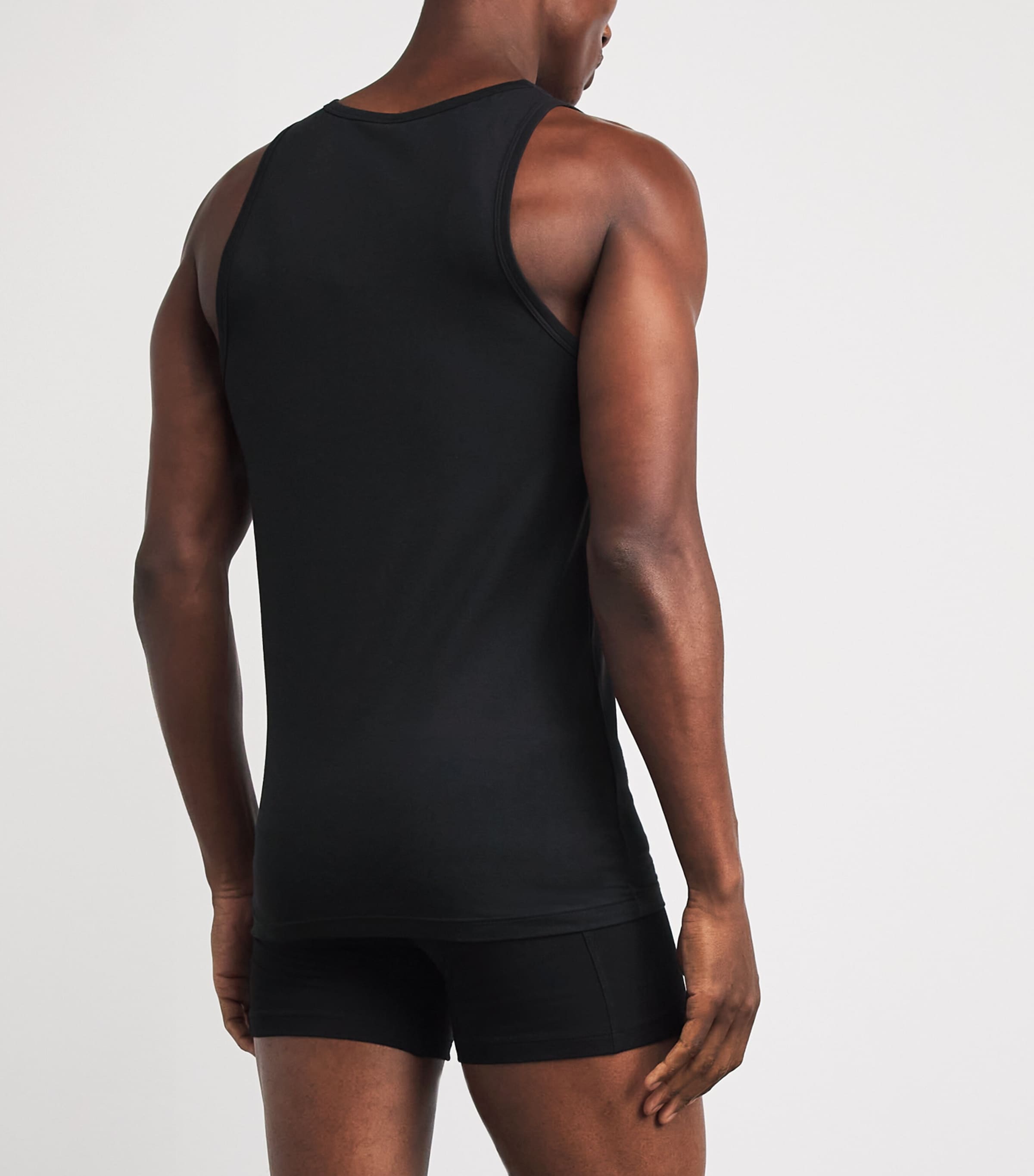 Hanro Mens Stretch-Cotton Tank Top Black Image 3