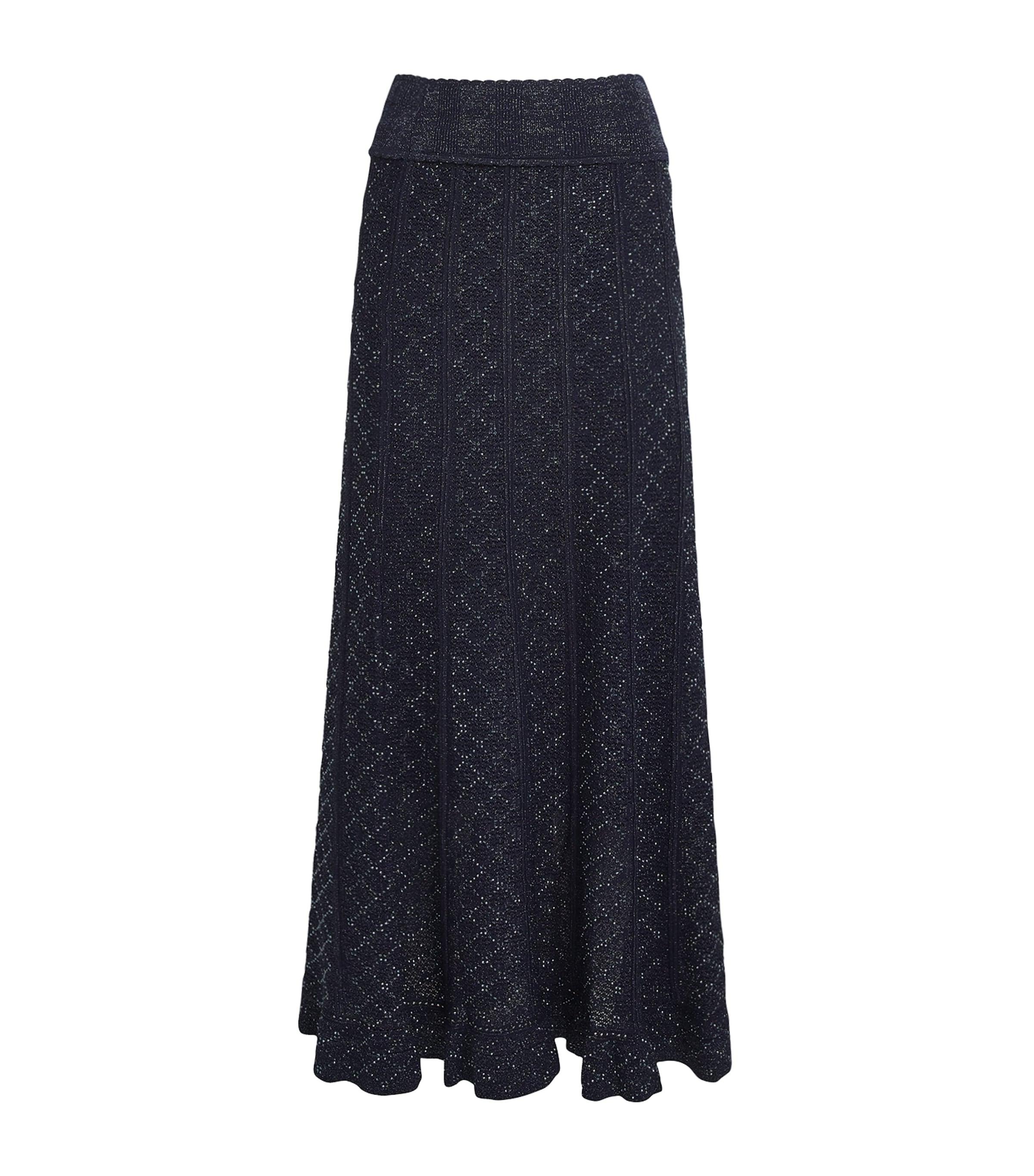 Sandro Knitted Embellished Maxi Skirt In Blue