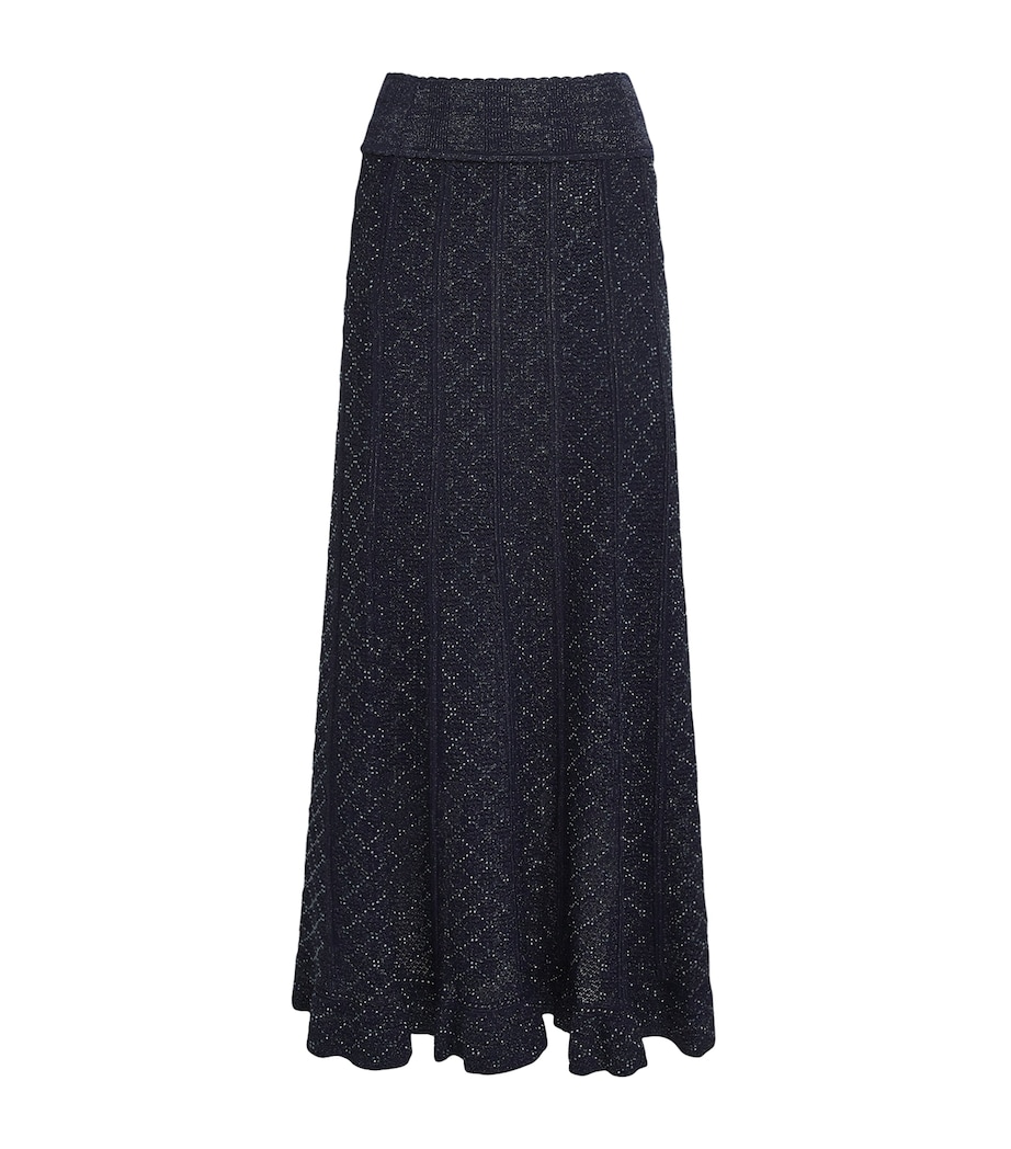 Knitted Embellished Maxi Skirt NAVY BLUE Image 1