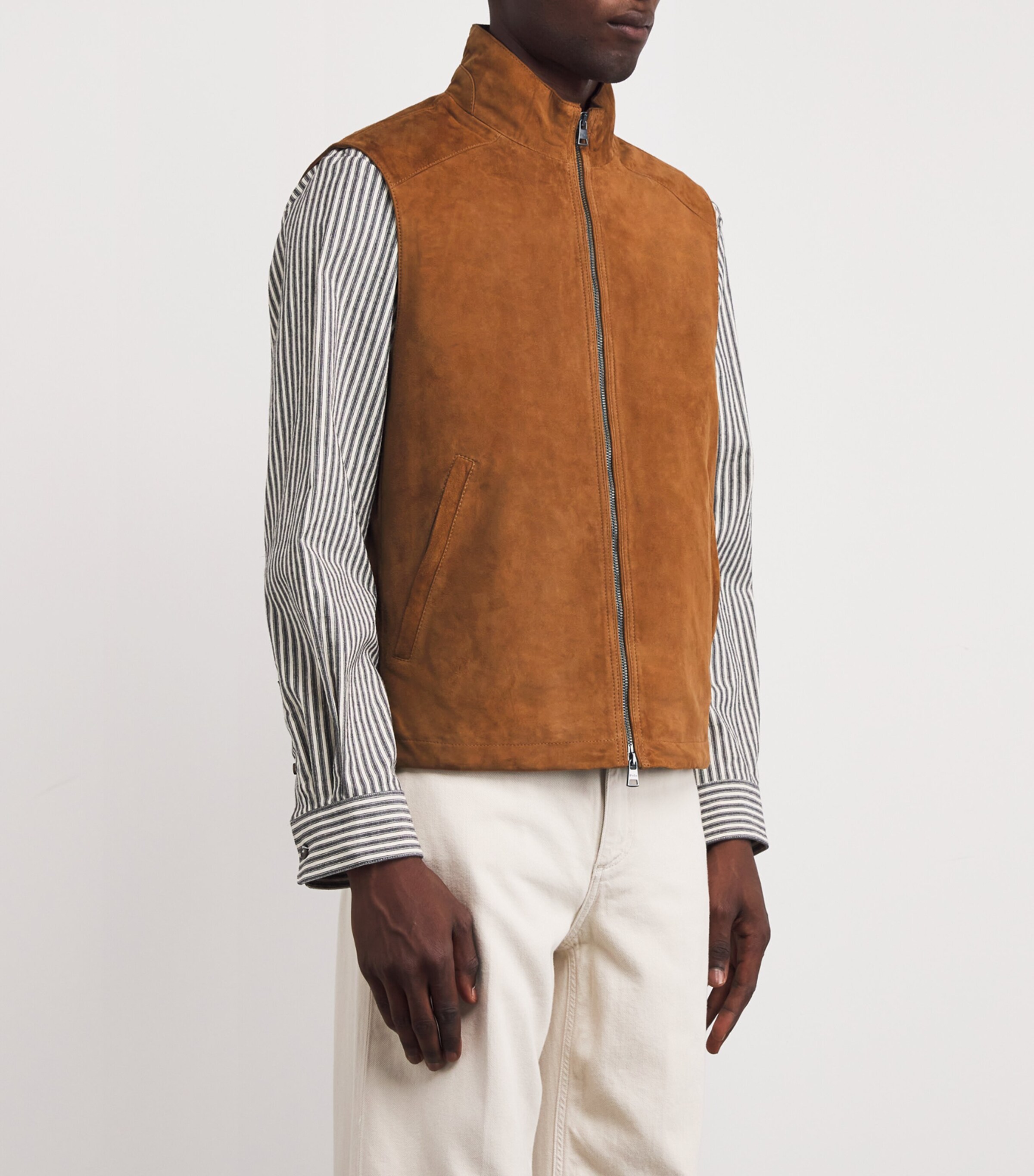 Polo Ralph Lauren Mens Goat Suede Gilet Brown Image 3