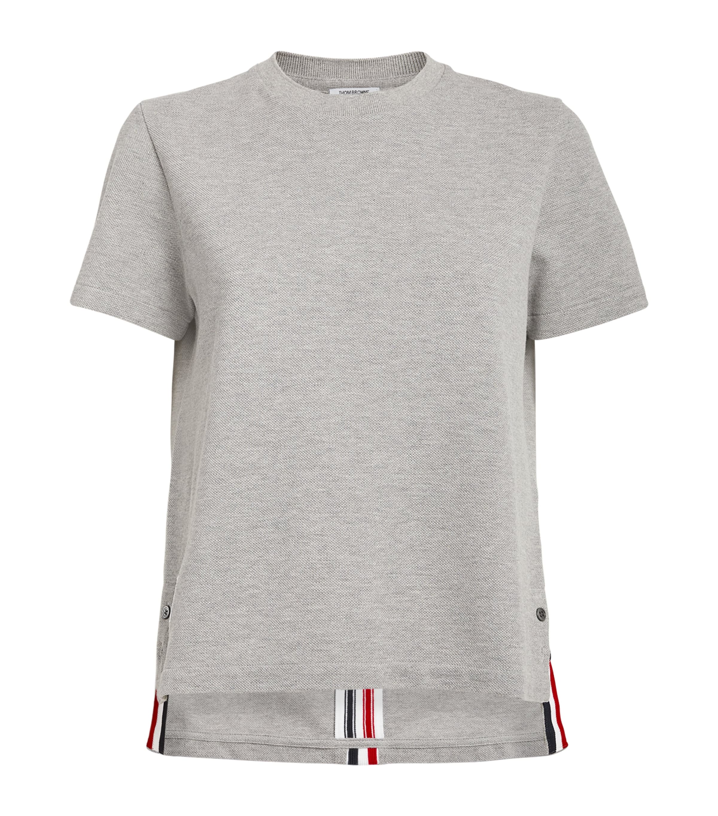 Shop Thom Browne Tricolour T-shirt In Grey