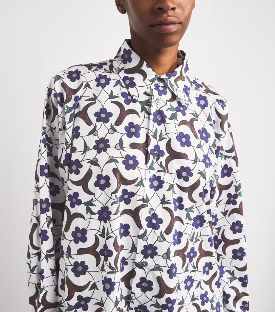 Cotton A-Line Shirt Dress BLUEBRWN Image 4