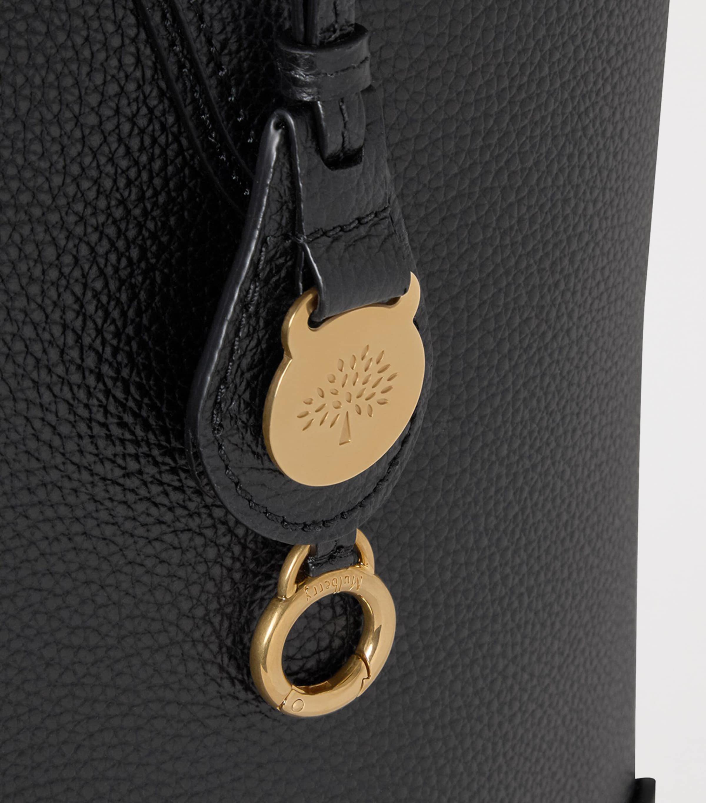 Leather East West Tote Bag BLACK Image 5