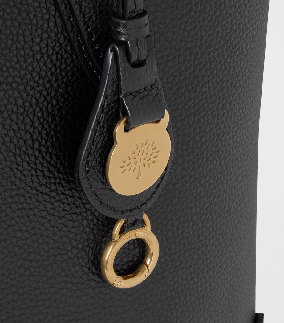 Leather East West Tote Bag BLACK Image 5