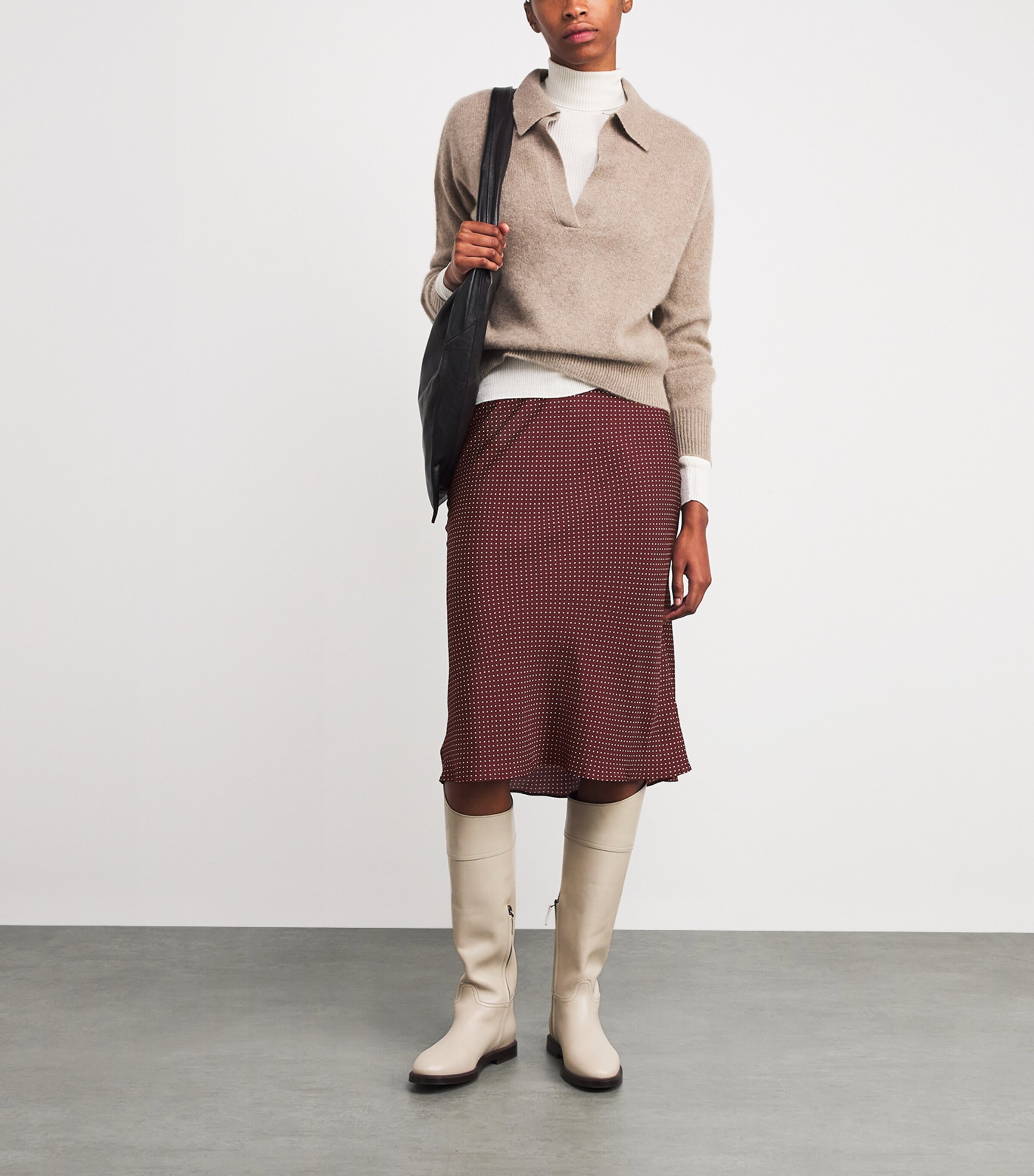 Silk-Blend Satin Elowette Midi Skirt BURGANDY COLETTE DOT Image 2