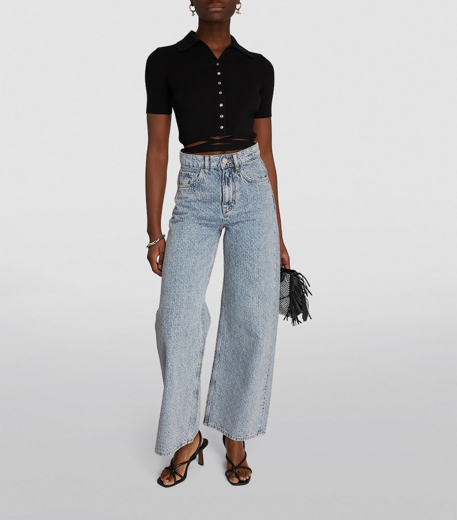 Maje Womens Crystal-Embellished Jeans Blue Image 2