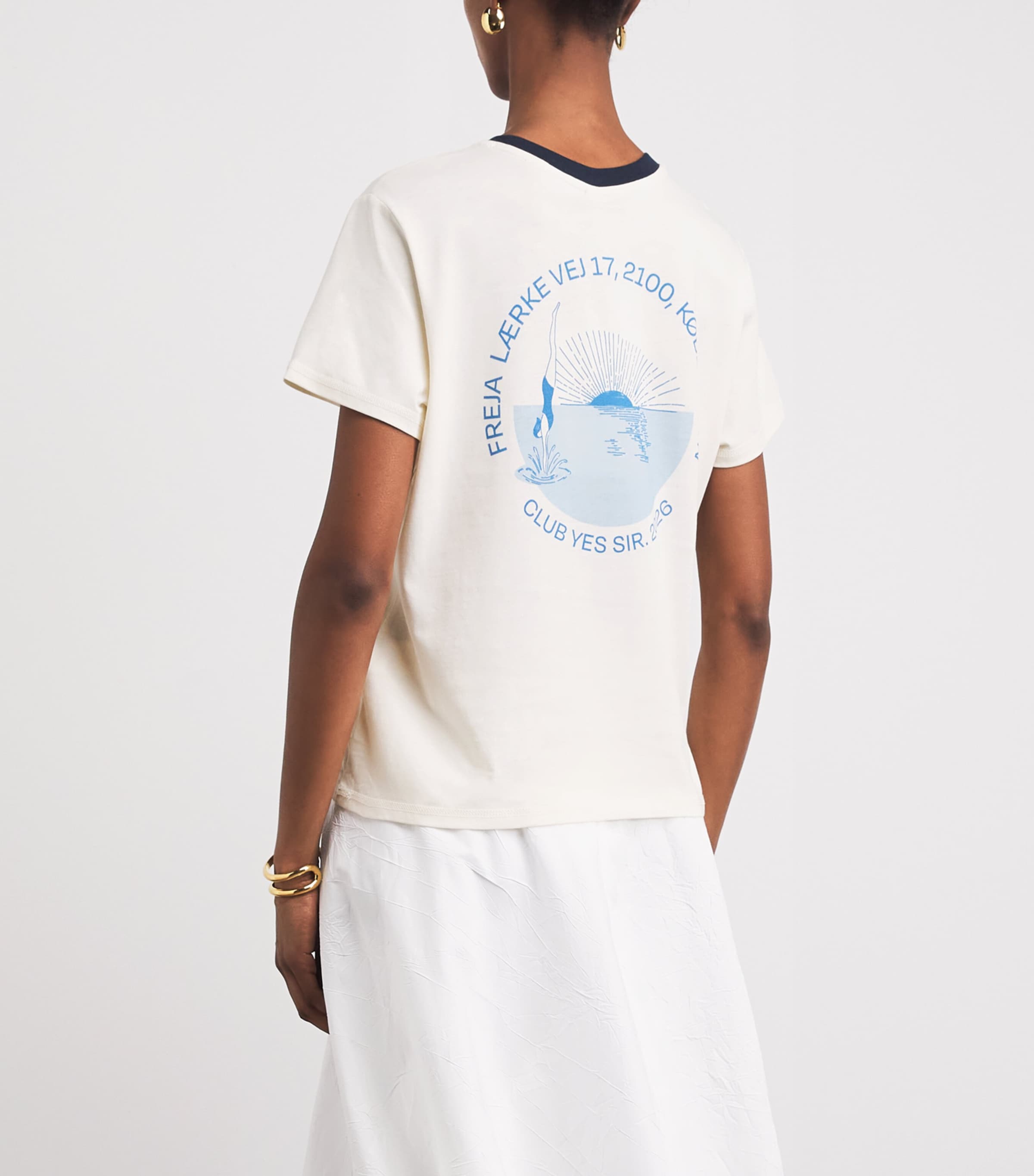 SIR. Womens Cotton Embroidered T-Shirt Ecru Image 5