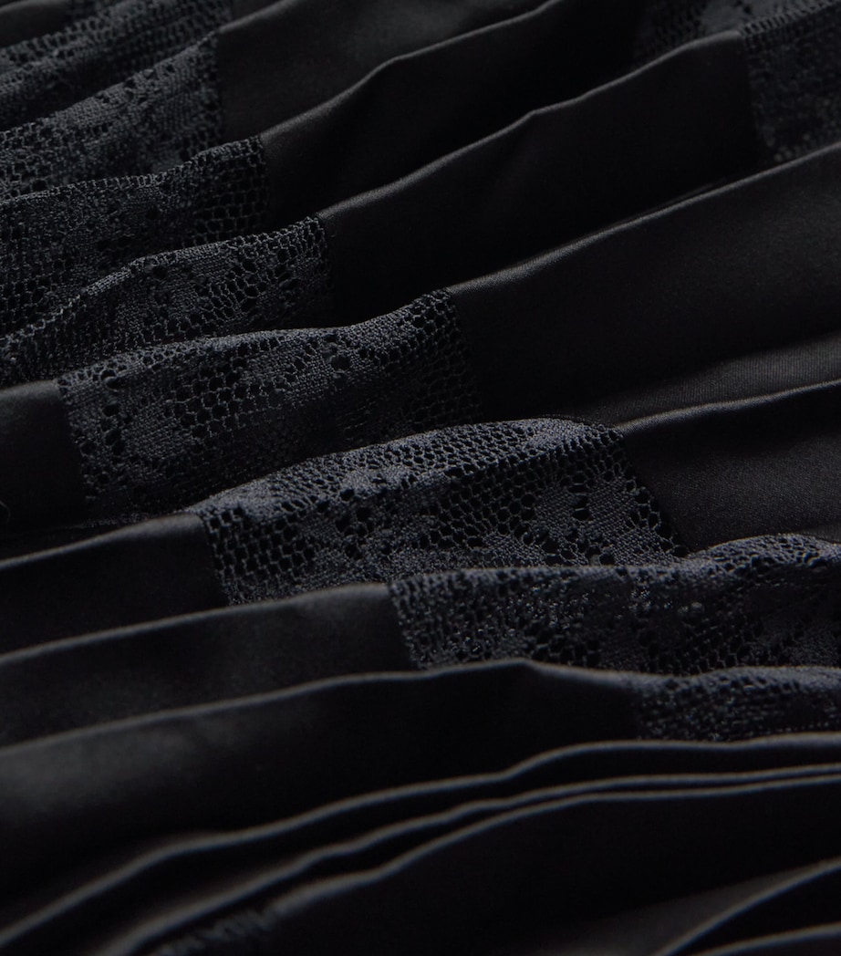 Lace-Trim Pleated Maxi Skirt BLACK Image 5