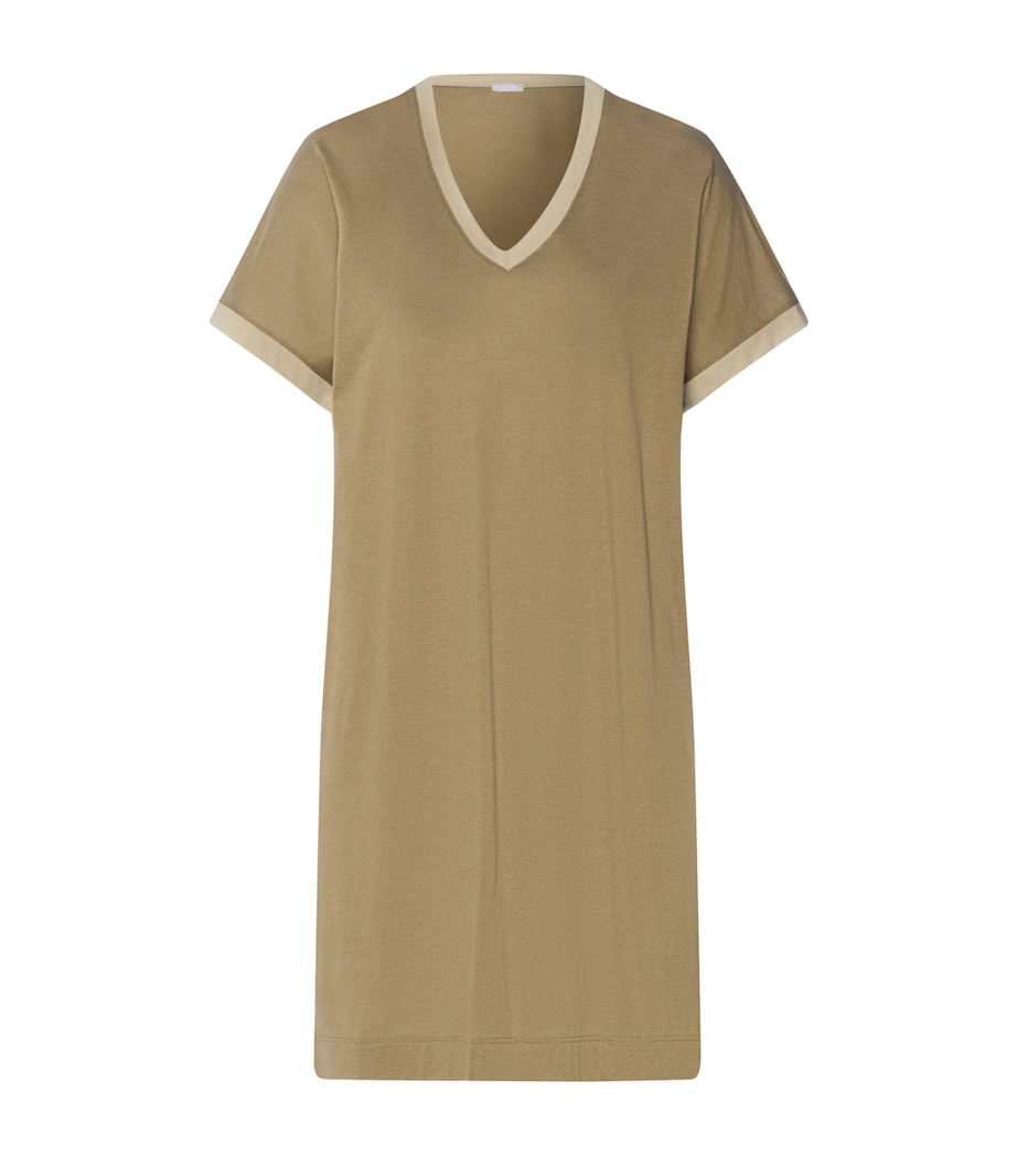 Hanro Womens Cotton-Modal Laura Nightdress Covert Green Image 1