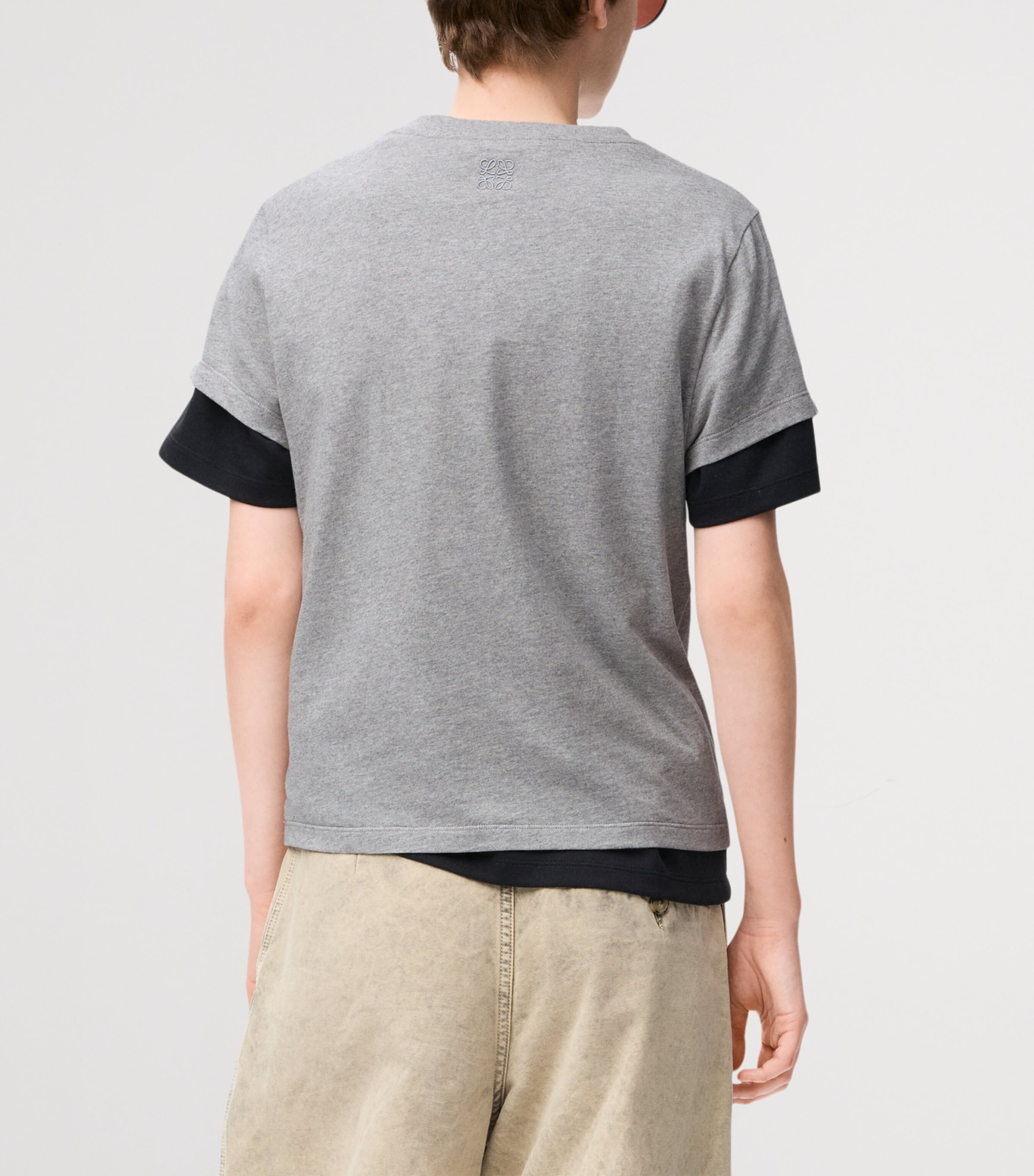 Stretch-Cotton Embroidered T-Shirt GREY MELANGE Image 4