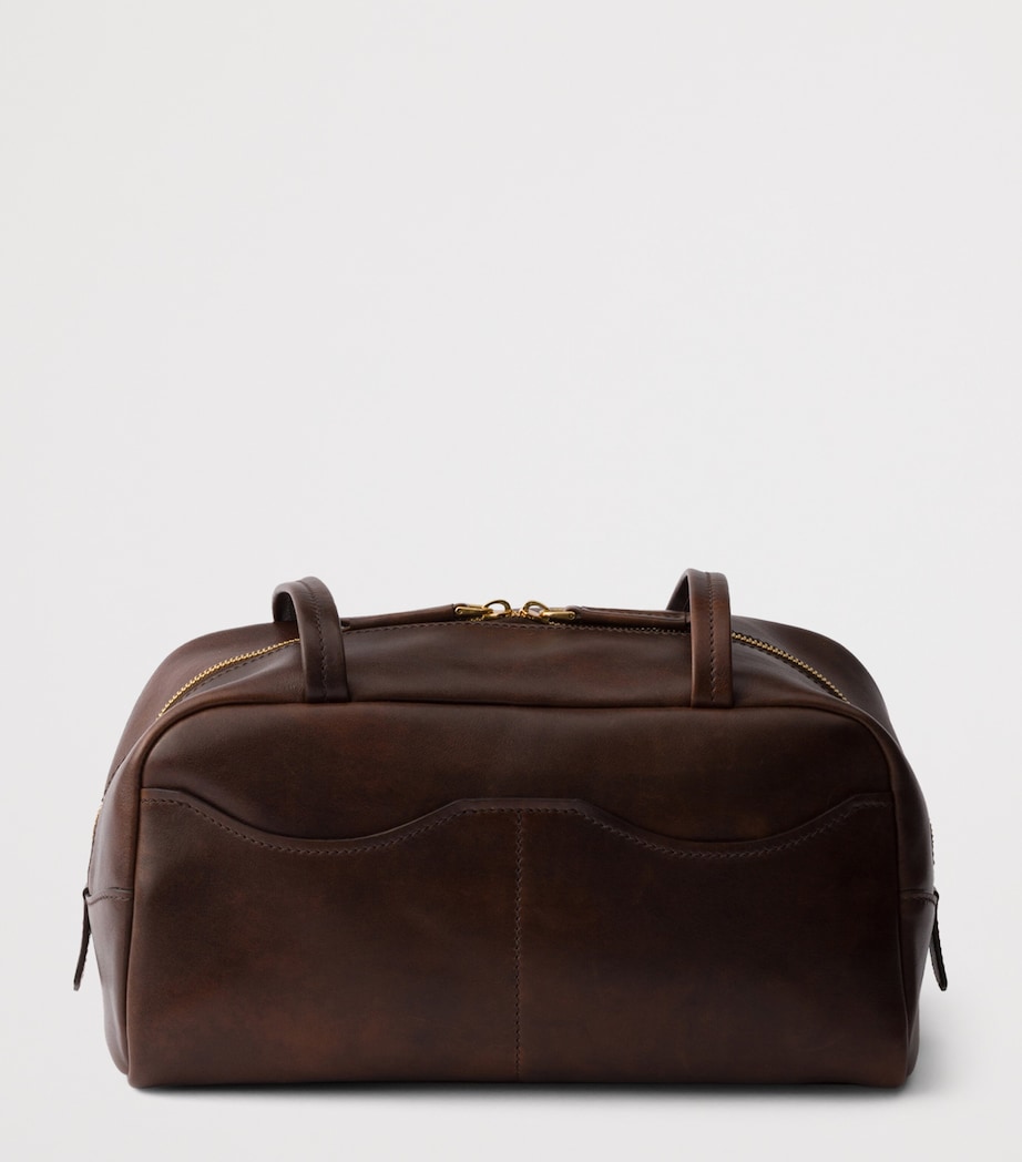 Prada Large Leather Carry Top-Handle Bag Brown Image 3