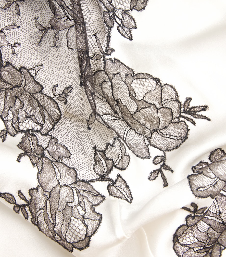 Silk Lace-Trim Short Slip Dress PEARL/EBENE Image 5