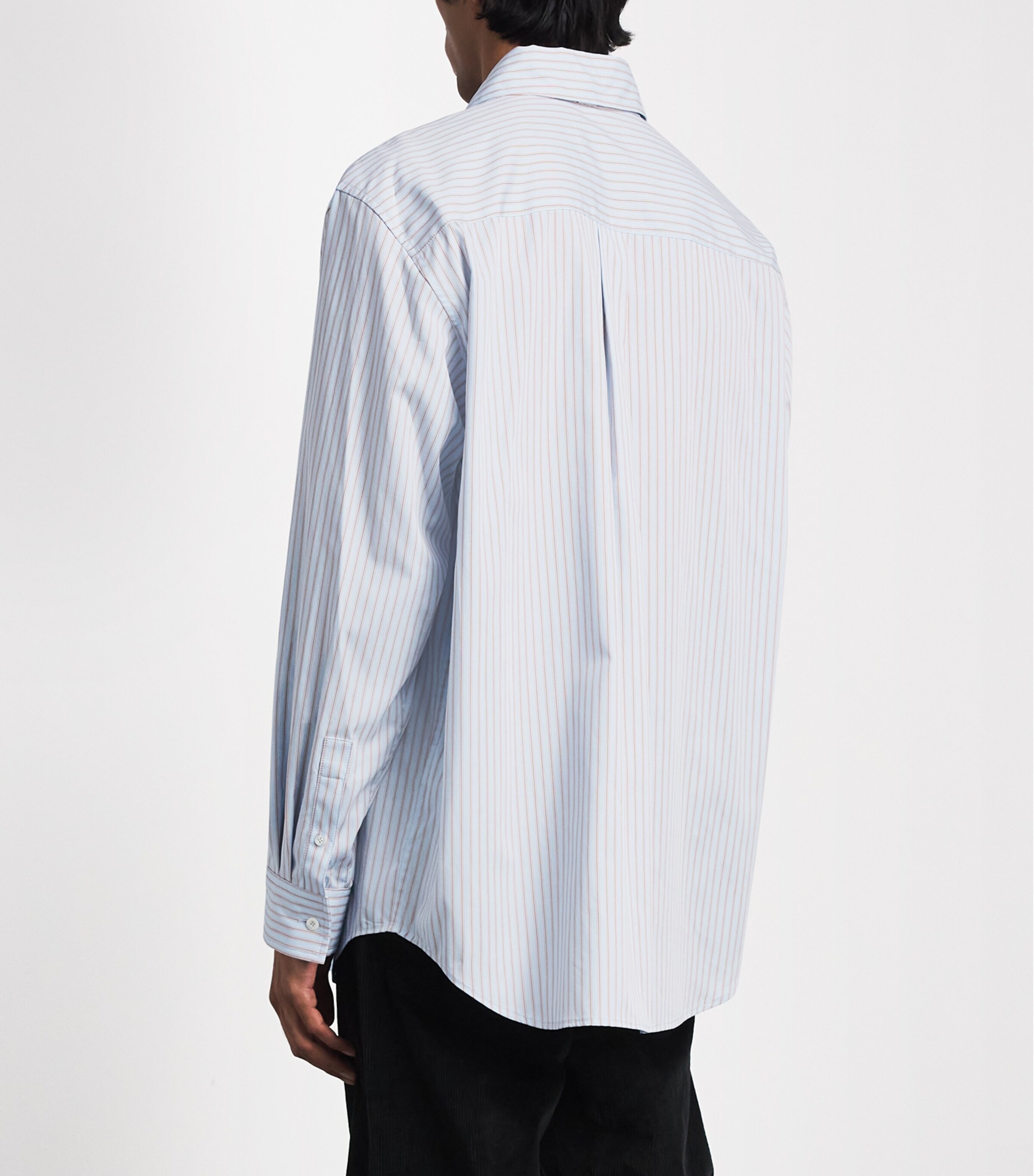 System Mens Cotton Stripe Shirt Smoke Blue Image 5