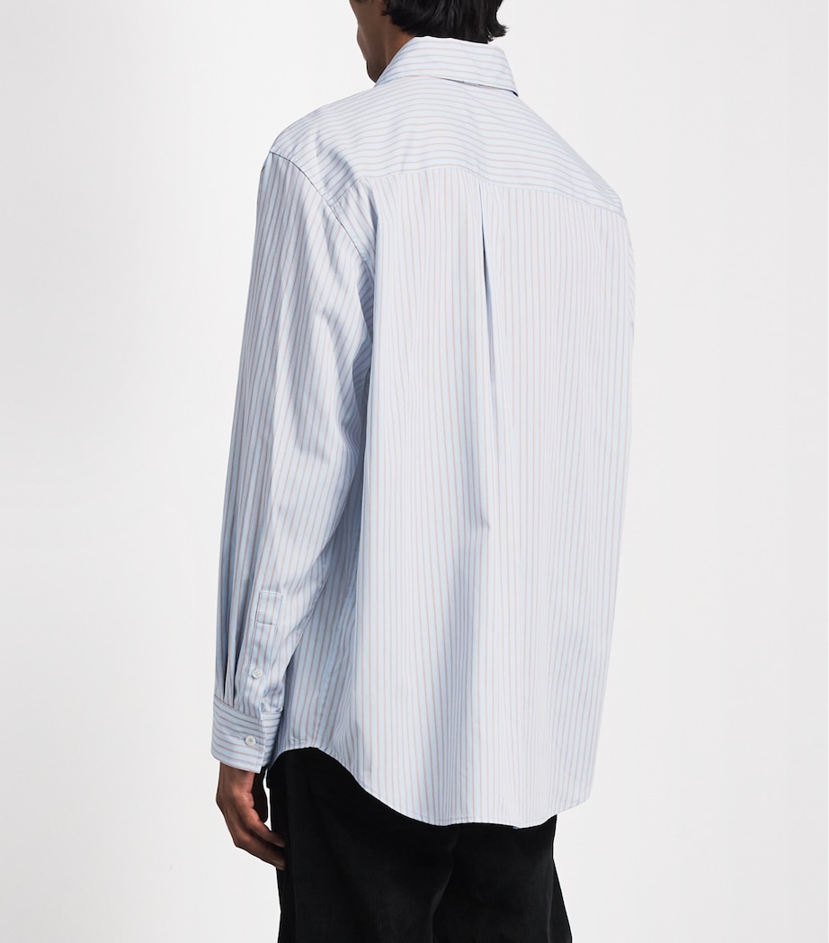 System Mens Cotton Stripe Shirt Smoke Blue Image 5