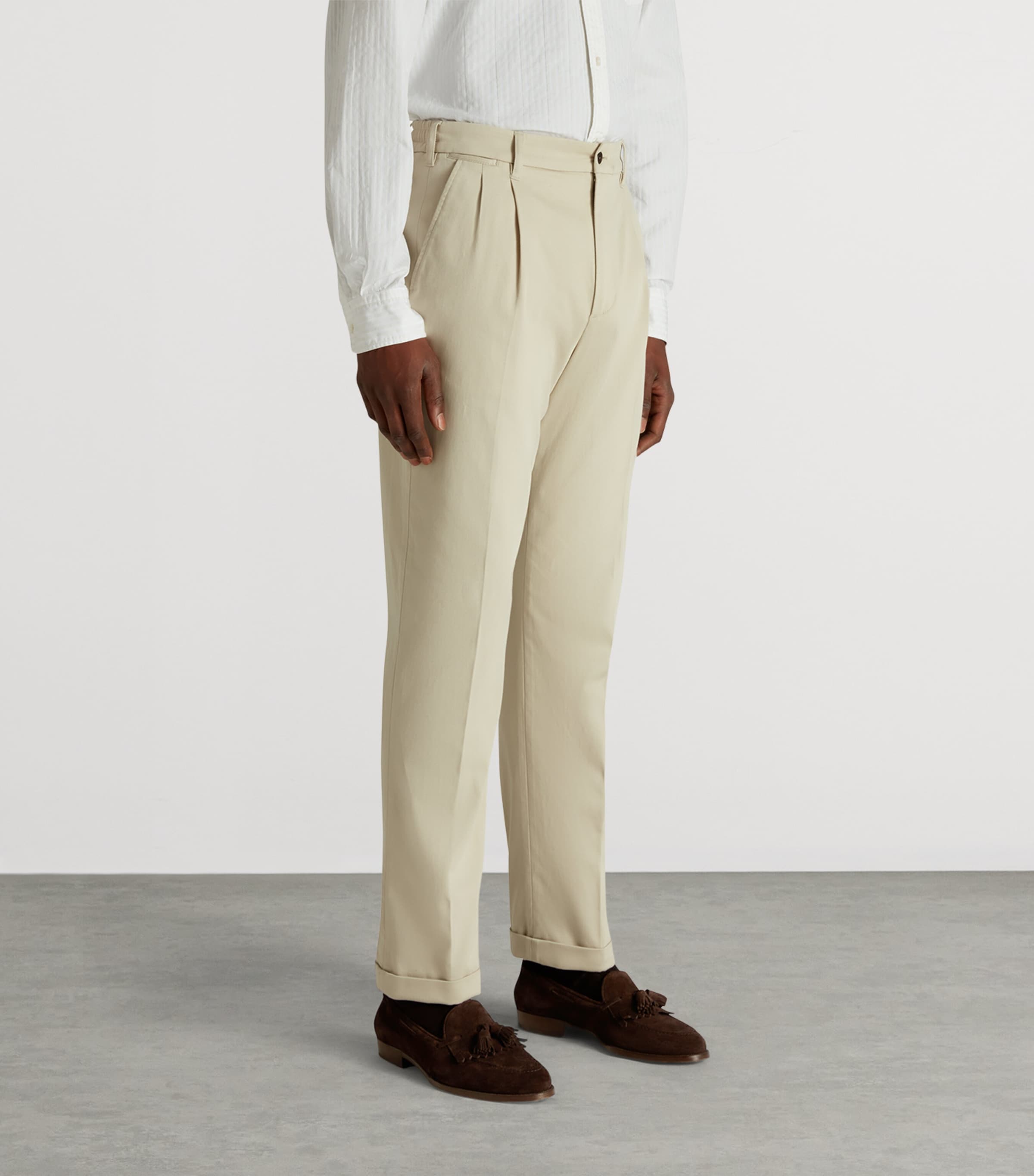 Stretch-Cotton Twill Double-Pleat Chinos 270STONE Image 3