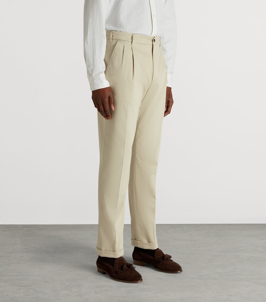 Stretch-Cotton Twill Double-Pleat Chinos 270STONE Image 3