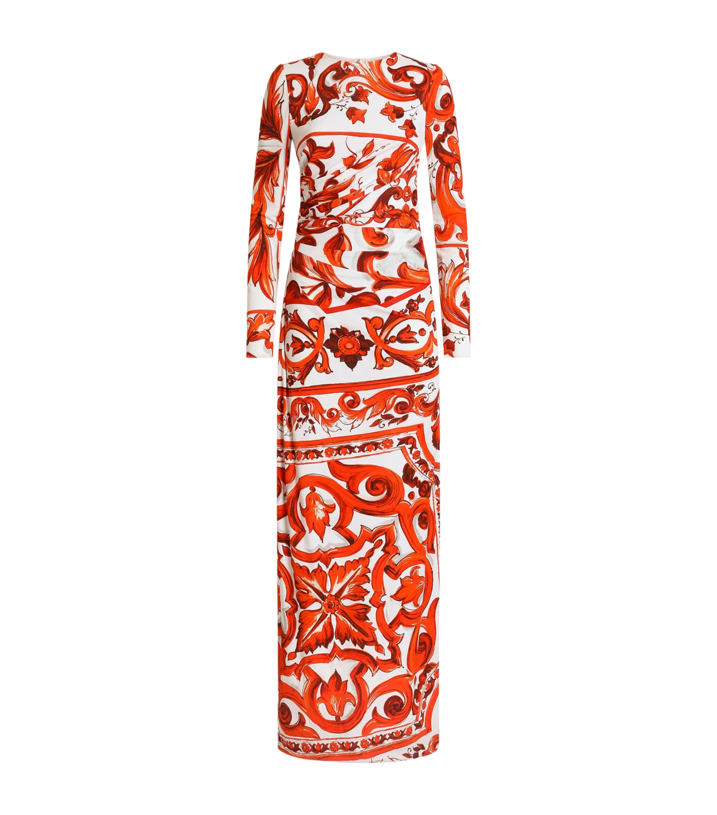 Dolce&Gabbana Womens Long-Sleeve Majolica Print Maxi Dress Mix Maiolica O Image 1
