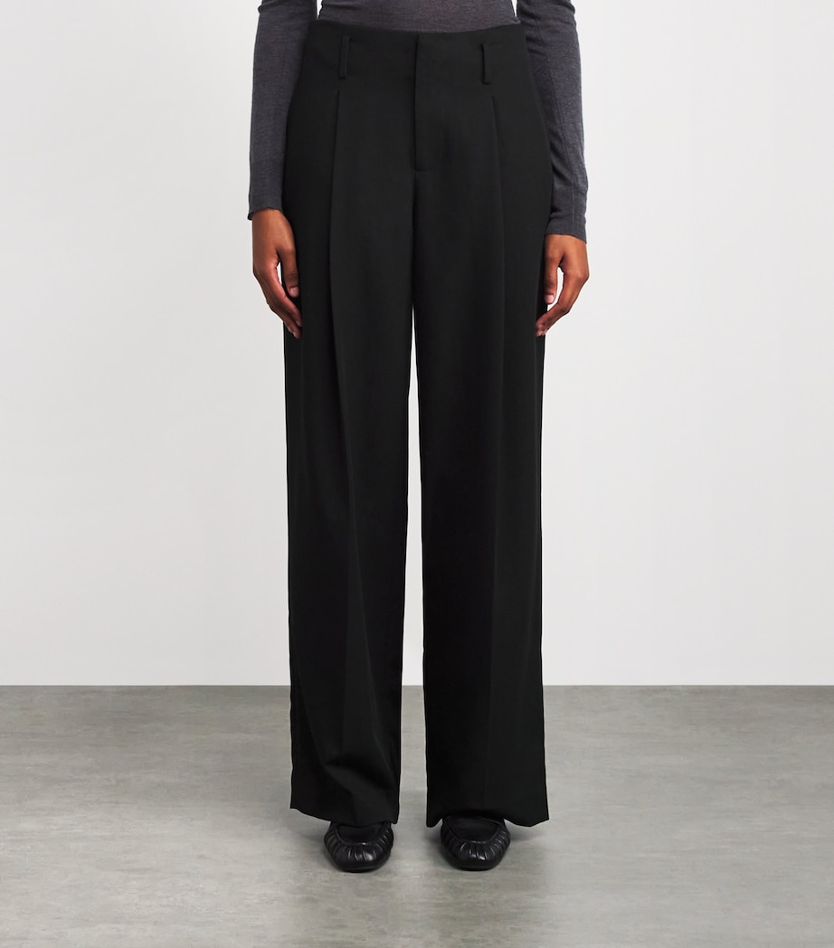 Pleated Straight Trousers 001BLK-BLACK Image 3