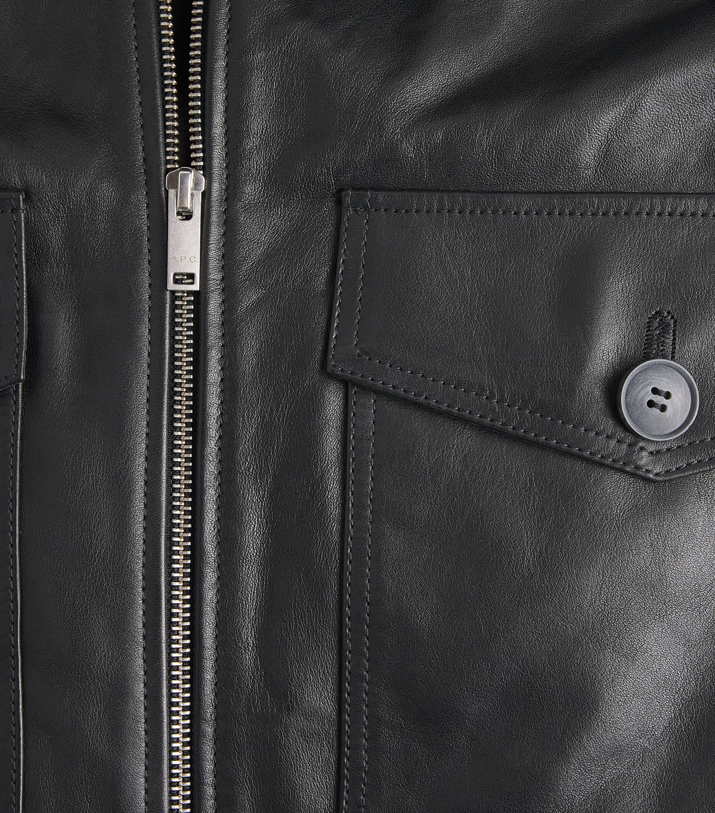 A.P.C. Mens Gael Leather Jacket Lzz Black Image 6