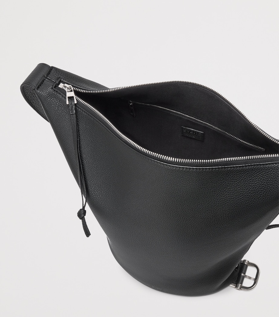 Medium Leather Loop Bucket Bag BLACK Image 4