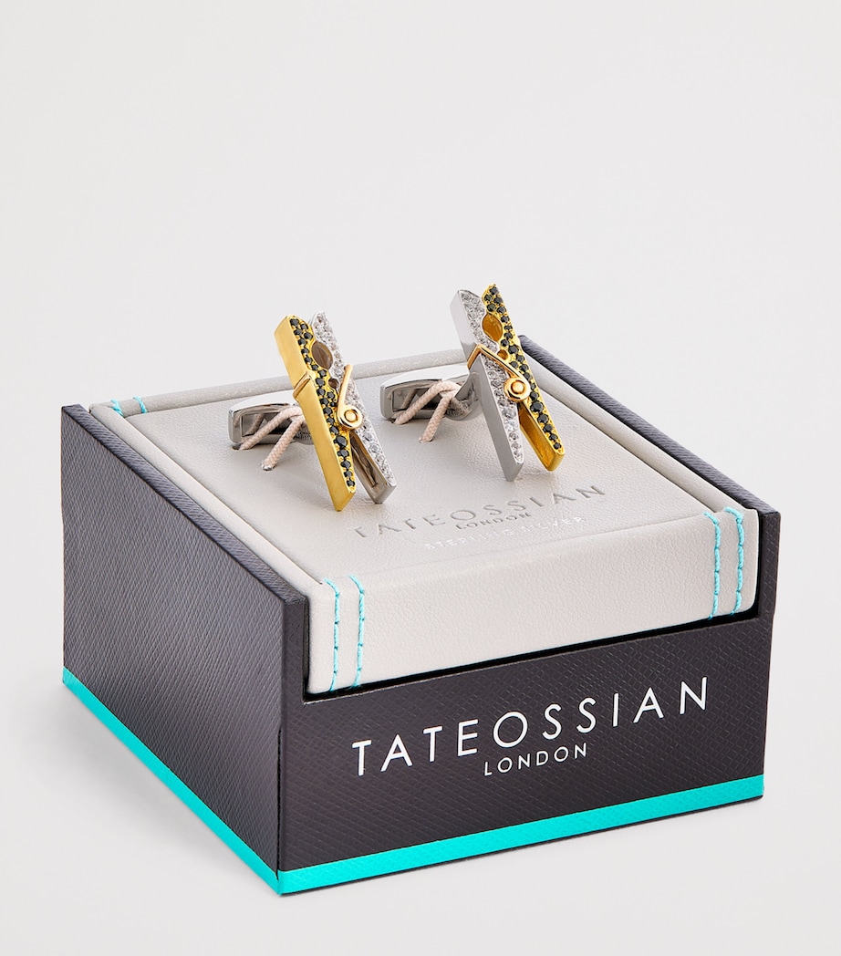 Sterling Silver, Spinel and Sapphire Mayfair Peg Cufflinks SILVER Image 3