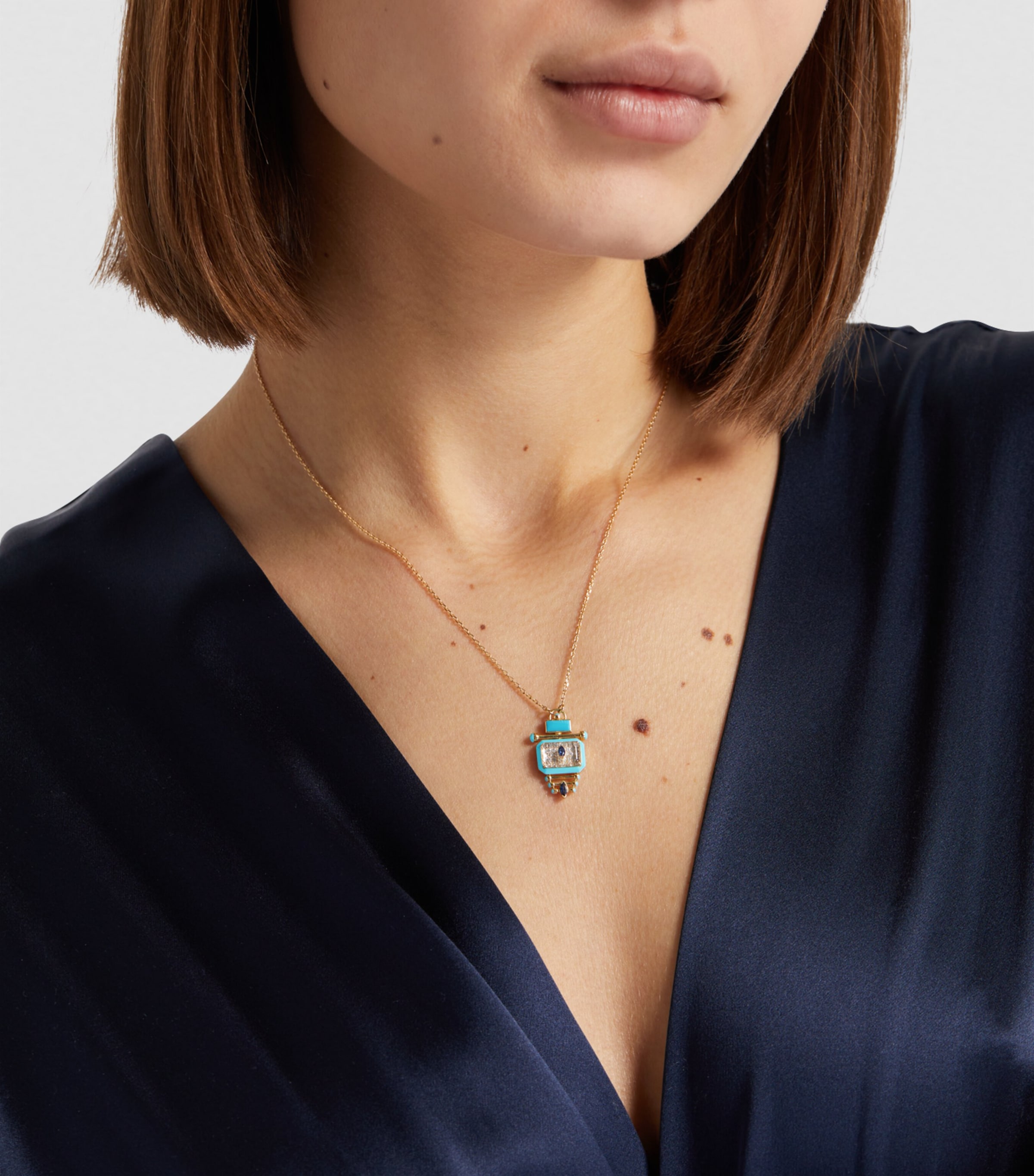 L'ATELIER NAWBAR Yellow Gold, Diamond and Sapphire Capture Little Blue Jay Necklace Blue Jay Image 3