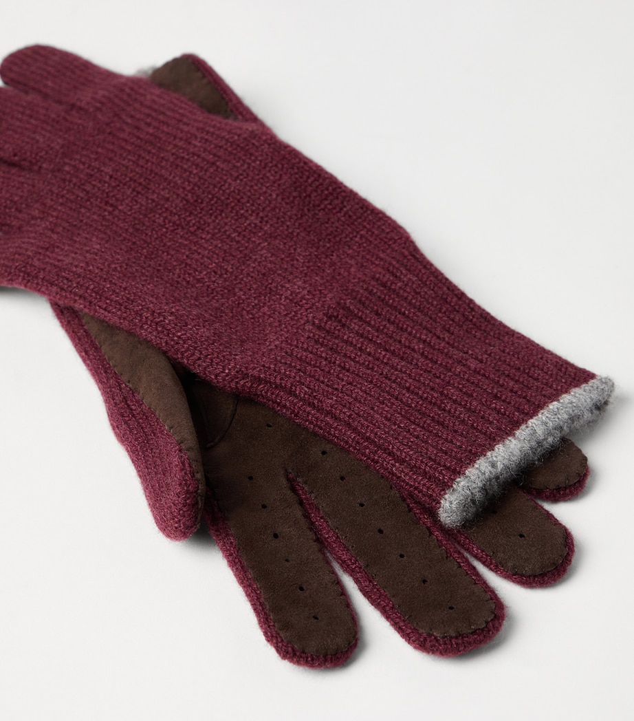 Cashmere Suede-Trim Gloves CJE70 Image 2