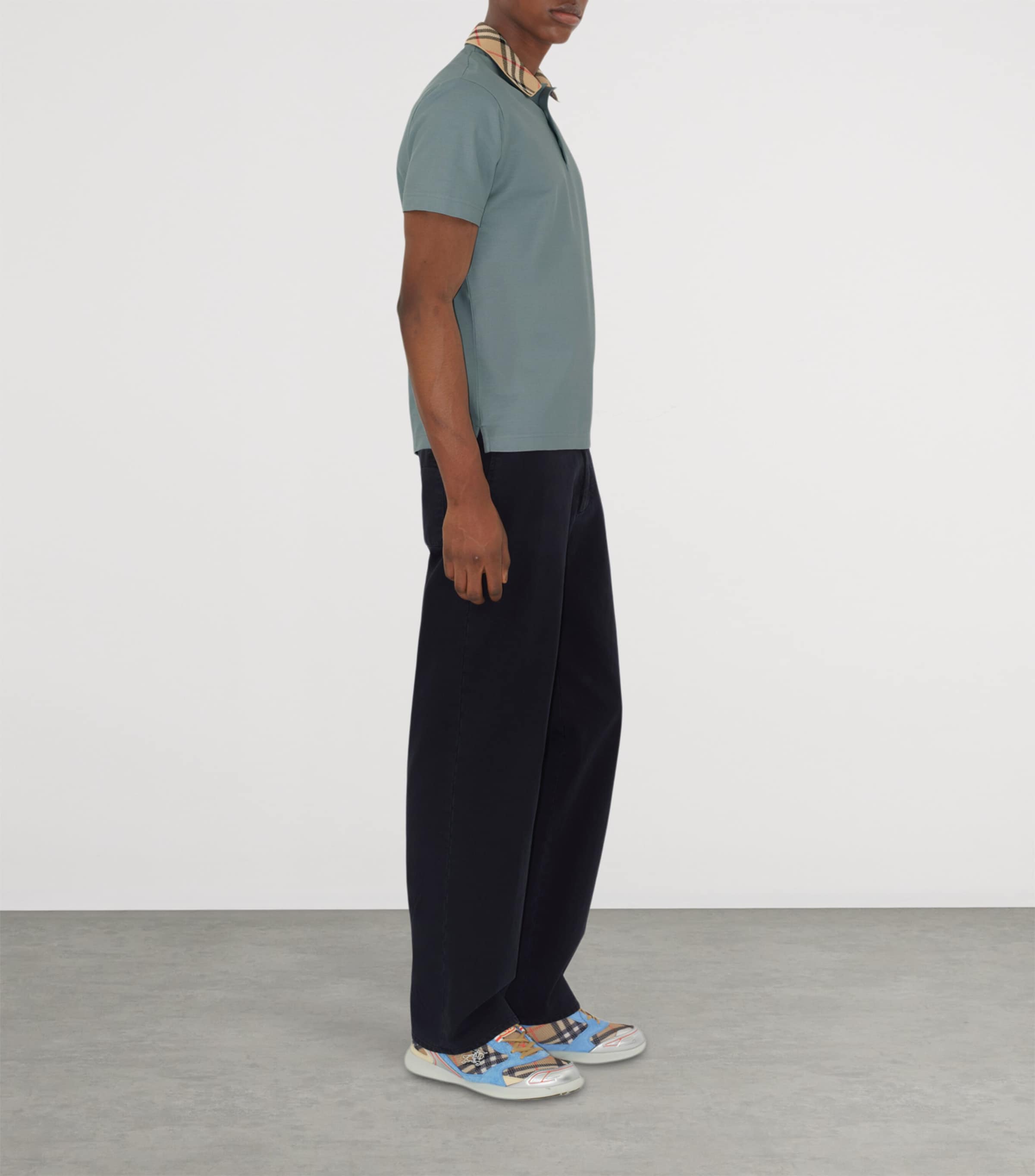 Cotton Check Collar Polo Shirt GALE Image 3