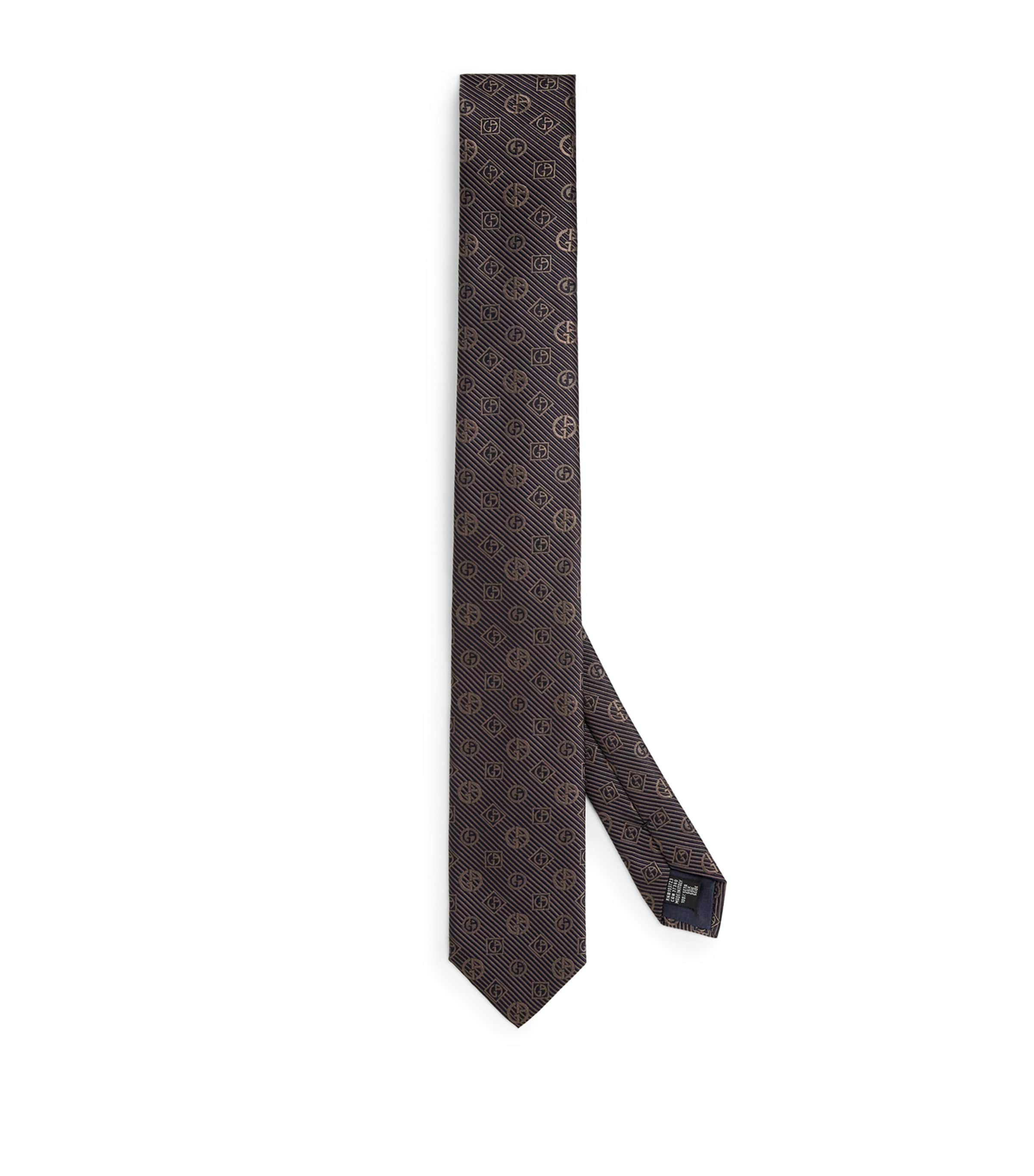 Giorgio Armani Silk Monogram Stripe Jacquard Tie | Men Accessories | Ties | Neckties | Designers | Giorgio Armani | Partywear | Mens | Accessories