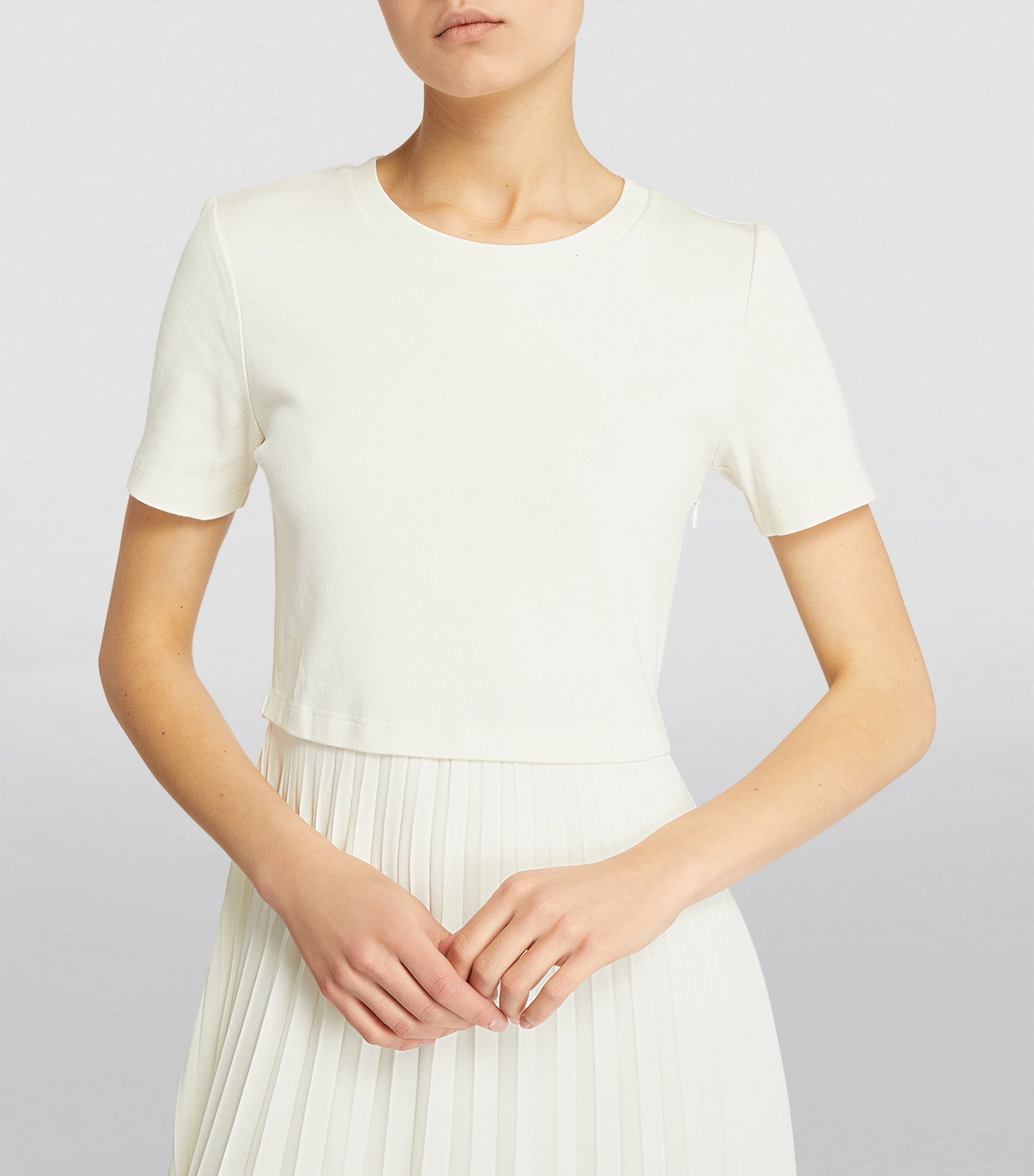 Lace-Trim Pleated Dress IVORY Image 4