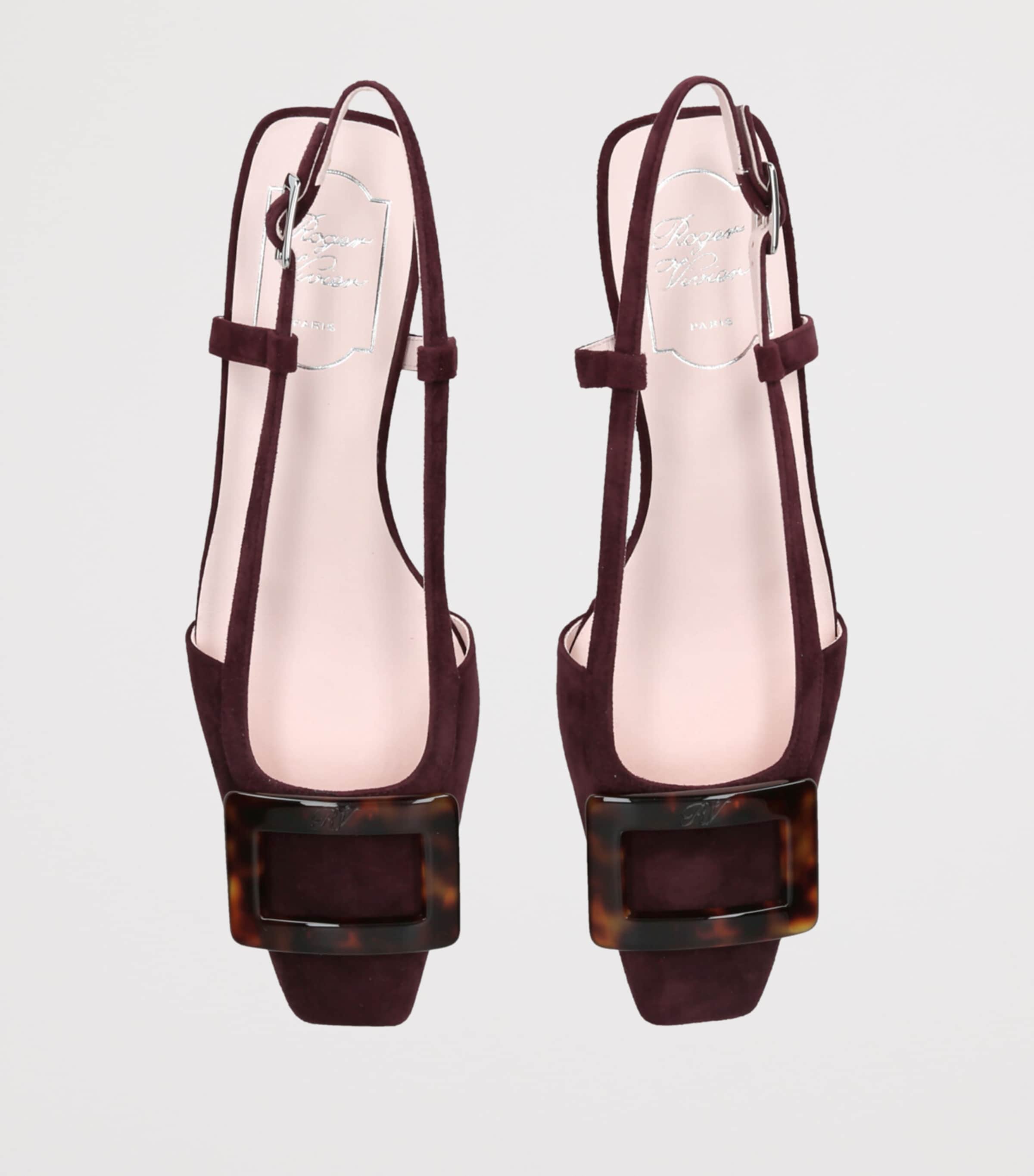 Suede Belle Vivier Slingback Pumps 25 WINE COMB Image 4