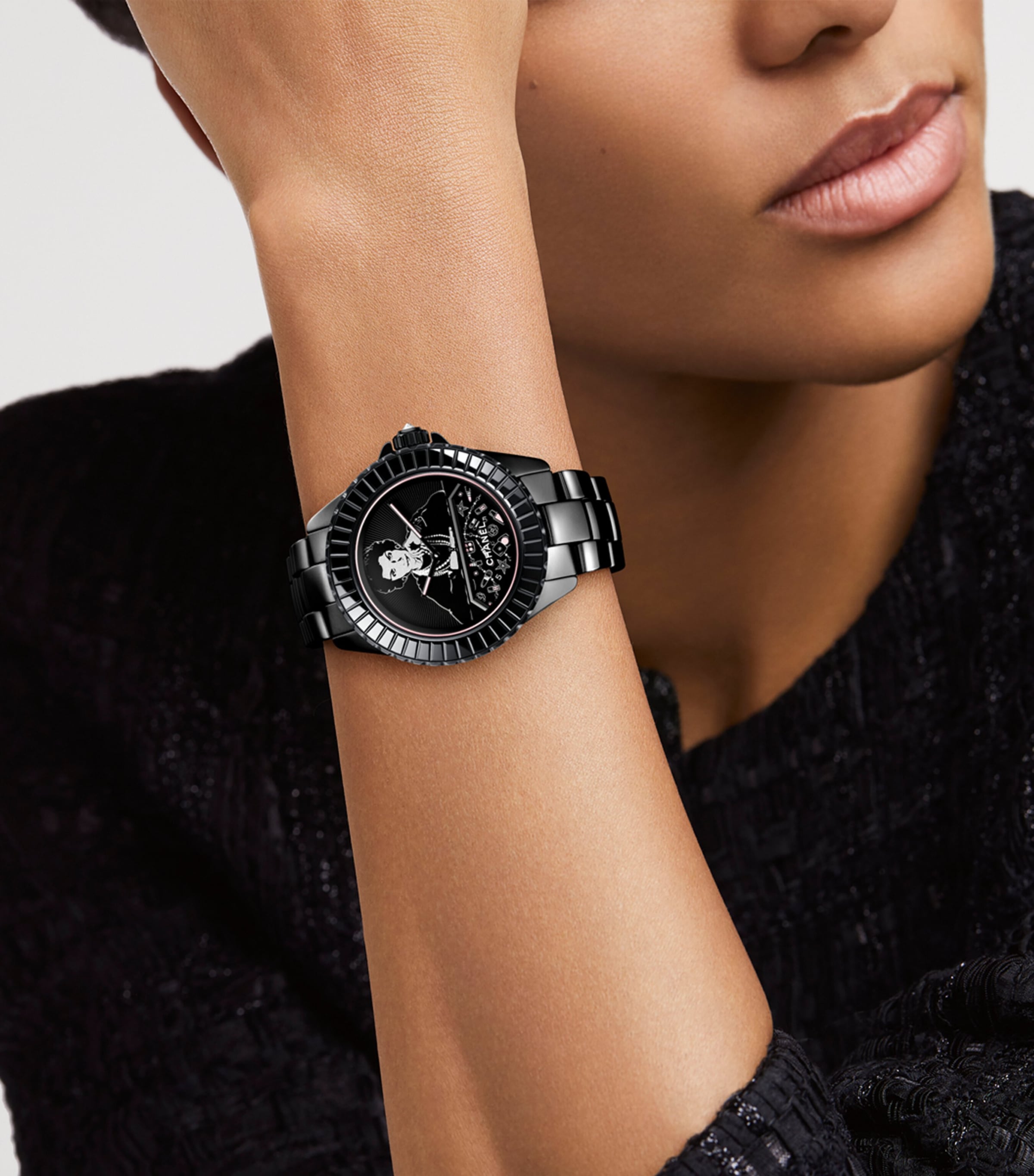 Ceramic, Steel and Diamond Mademoiselle J12 Blush Calibre 12.1 Watch 38mm BLACK Image 2