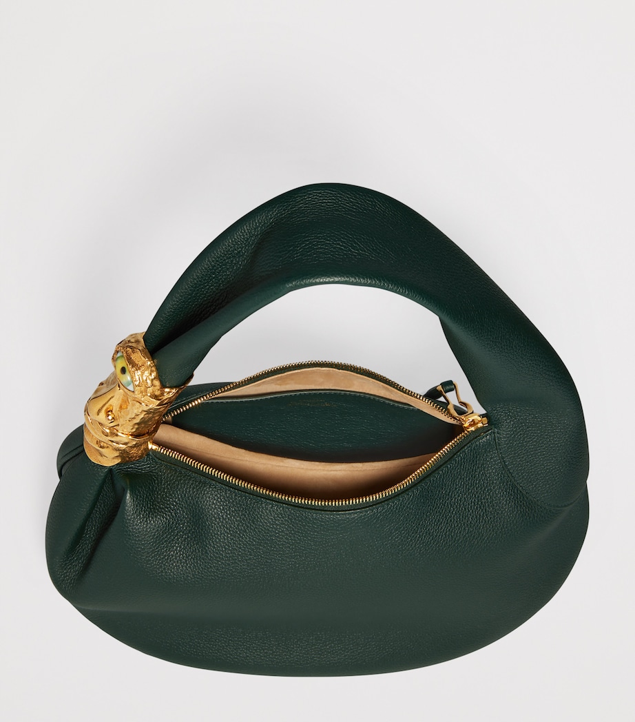 Schiaparelli Leather Soufflé Baguette Shoulder Bag Dark Green Image 7