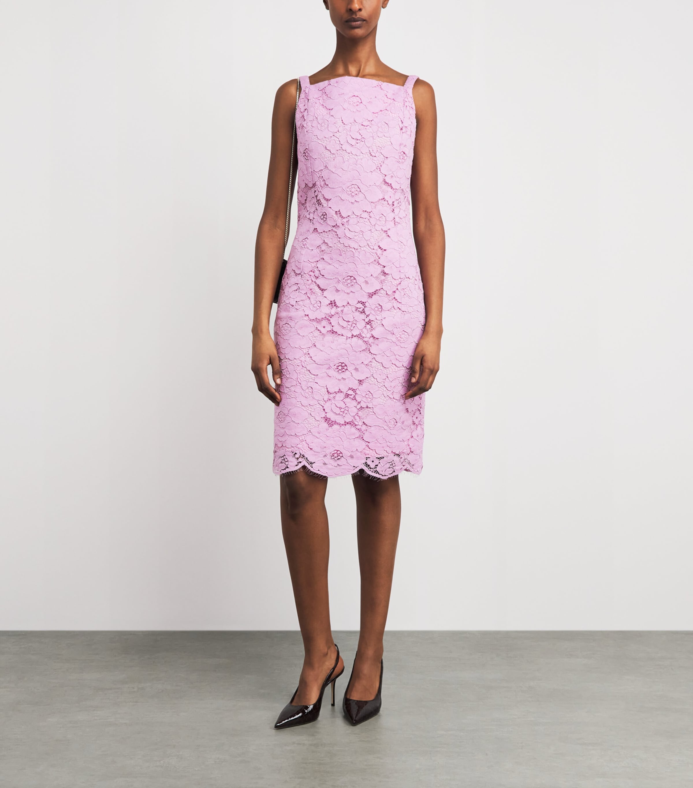 Patou Womens Lace Sleeveless Mini Dress Pink Parfait Image 4