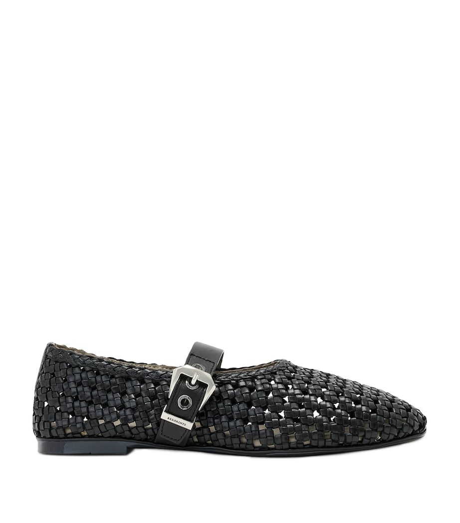 AllSaints Woven Leather Sabine Ballet Flats Black Image 1